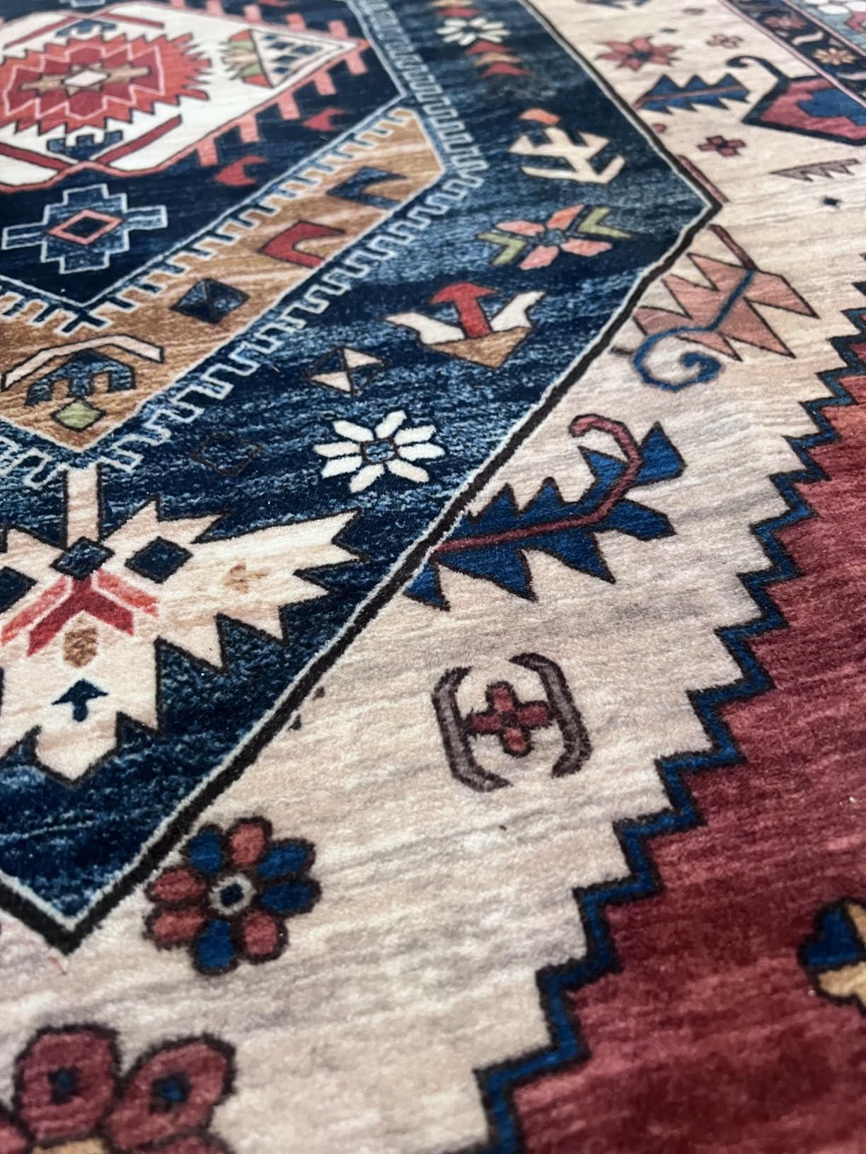 SERISSA Washable Rugs 8x10 Area Rugs, Large Non-Slip Boho Living Room Rust Rug, Ultra Soft Vintage Print Distressed Oriental Tribal Farmhouse Carpet for Dining Room Bedroom Dorm Office Home Decor customer photo 2