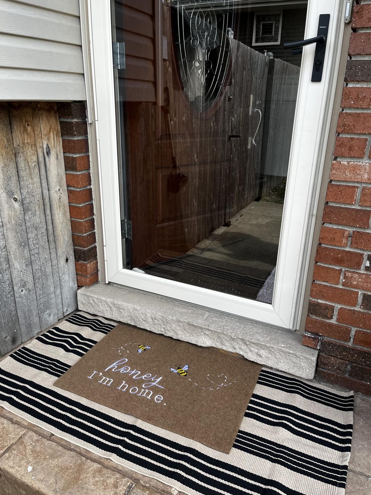 OJIA Outdoor Rug 3'x5', Black and Tan Patio Rugs Fall Door Mat Outside | Machine Washable Porch Rug Outdoor Mats Cotton Woven Entryway Rug Striped Carpet for Front Porch Decor/Deck/Camping/ Entrance customer photo 1