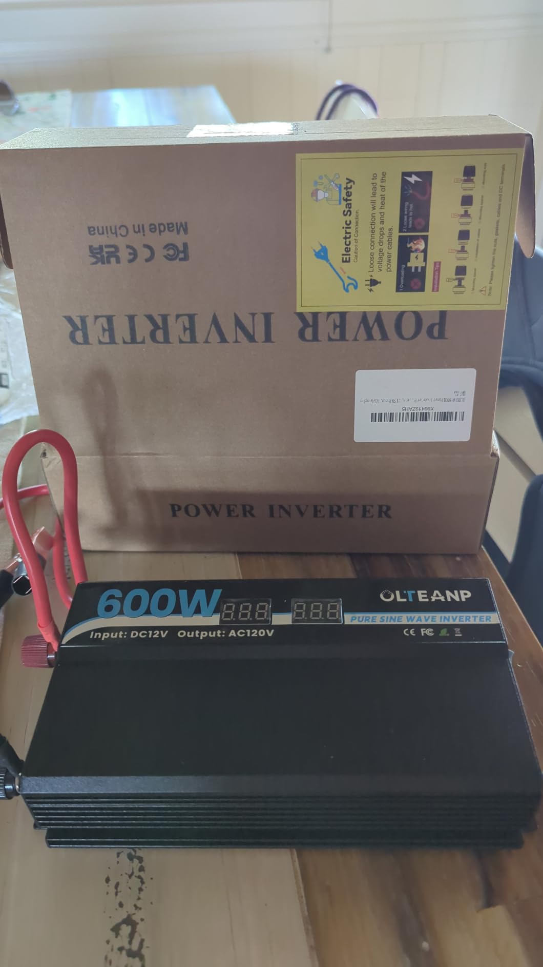OLTEANP 600W Power Inverter Pure Sine Wave Inverter 12V DC to 120V AC Converter for Car, Truck, Home, Vehicles, Laptop, Car Inverter 12V to 110V with 2 AC Outlets, 2 USB Ports, LCD Display customer photo 1