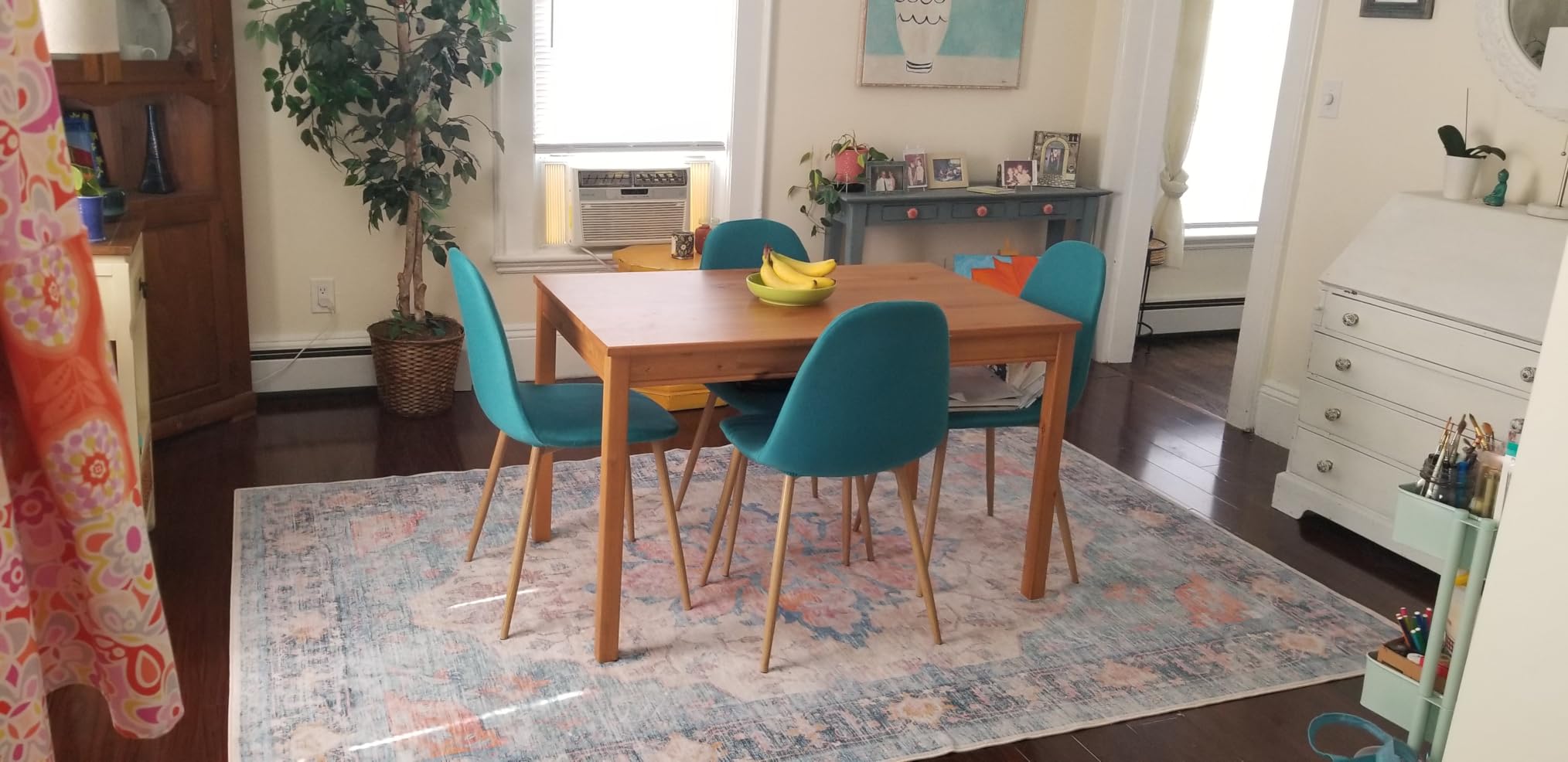 RELEANY Washable Area Rug, 5'x7', Brick/Brown/Green | Non-Slip, Water Repellent, Pet Friendly, Easy to Clean, Vintage Floral Boho Decor for Living Room Bedroom Dining Room Office customer photo 1