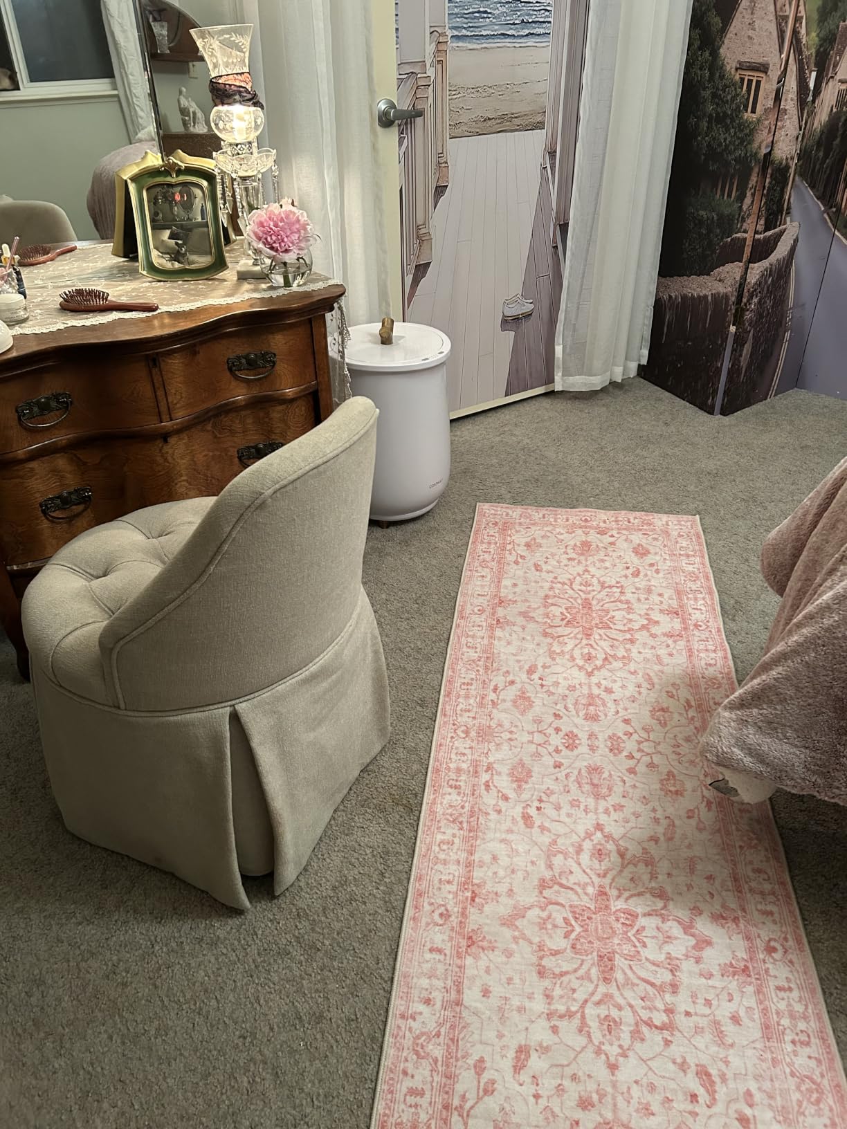 RELEANY Washable Area Rug, 8'x10', Brick/Brown/Green - Non-Slip, Water Repellent, Pet Friendly, Easy to Clean, Vintage Floral Boho Decor for Living Room Bedroom Dining Room customer photo 2