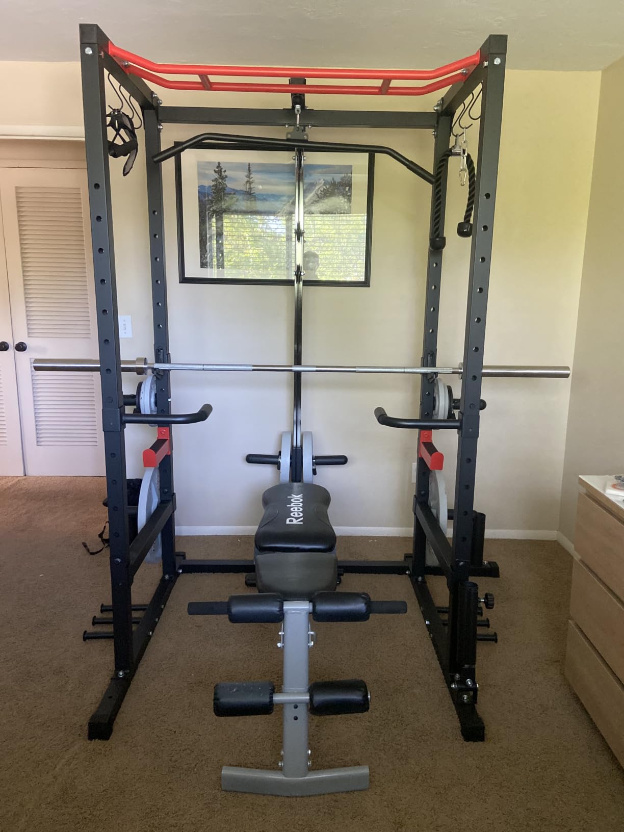 SPORTSROYALS Power Rack, Multi-Functional Power Cage, Squat Rack with Pulley System & LAT Pull Down, Workout Cage with J Hooks for Home Gym customer photo 2