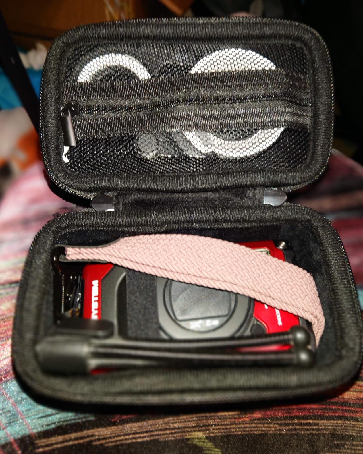 Carrying Case for Olympus Tough TG-7 Digital Camera/Tough TG-6 / TG-5 / TG-4 Underwater Digital Camera, Storage Holder Travel Bag with Mesh Pocket for Battery Pack, Charging Cable, Black customer photo 2