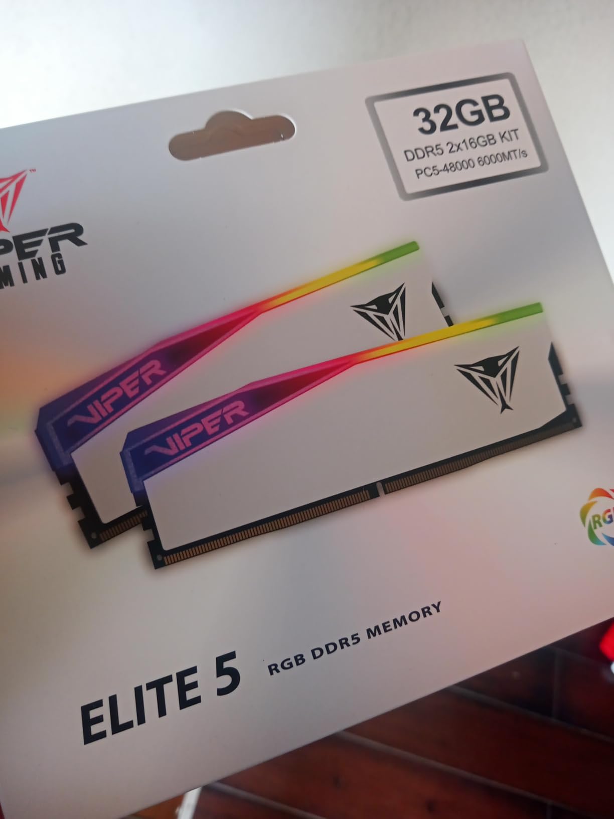 Patriot Memory Viper Elite 5 RGB DDR5 RAM 32GB (2X16GB) 6000MT/s CL30 1.35v UDIMM Desktop Gaming Memory Kit Compatible with Intel XMP/AMD Expo customer photo 1