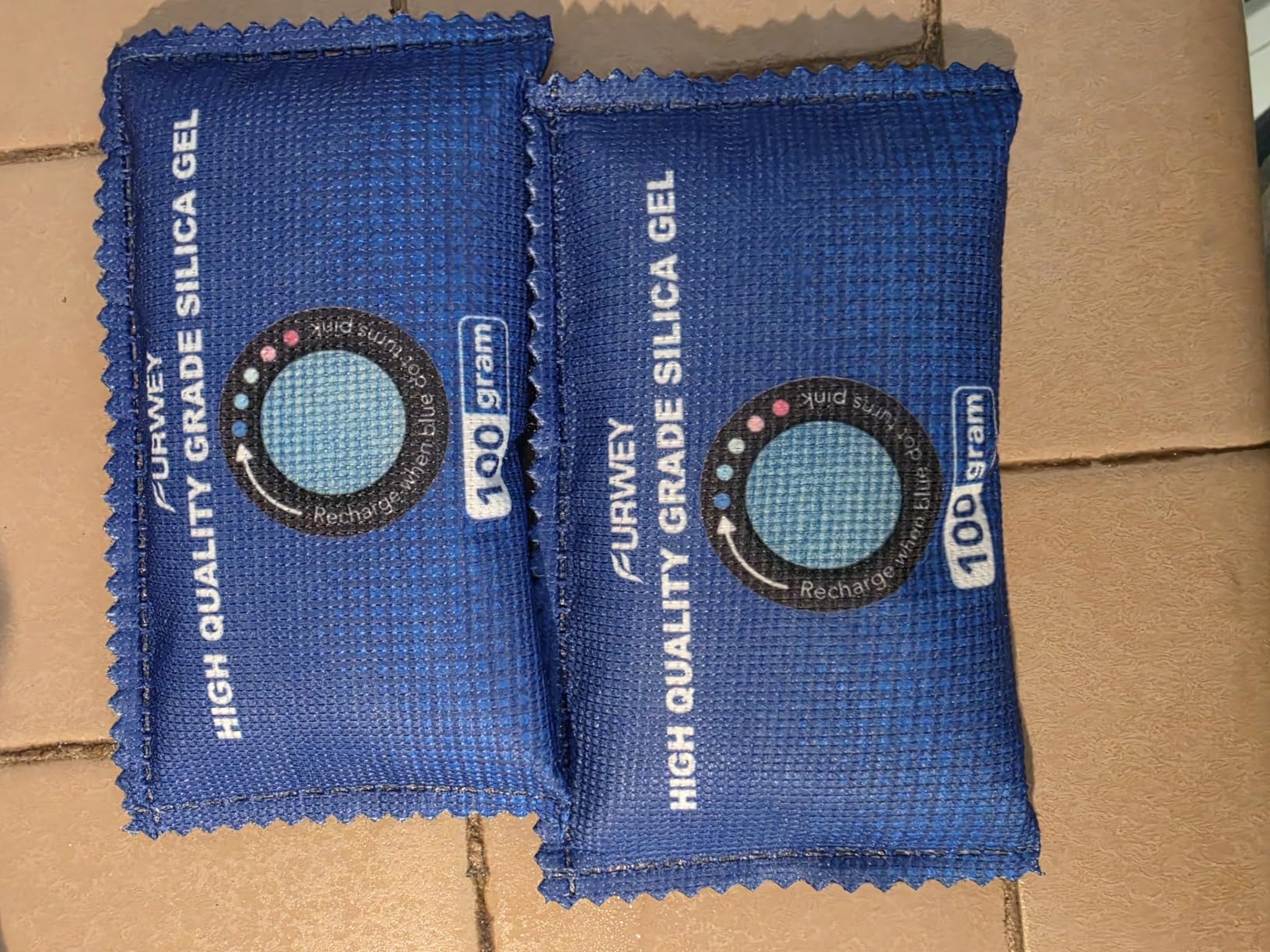 FURWEY 6 Pack Rechargeable Desiccant Packs for Storage, 100g Each, Blue | Color Indicating Silica Gel Desiccant Packets, Moisture absorbers for Storage, Dehumidifier bag for Closets, Cars, Storage Bins customer photo 2