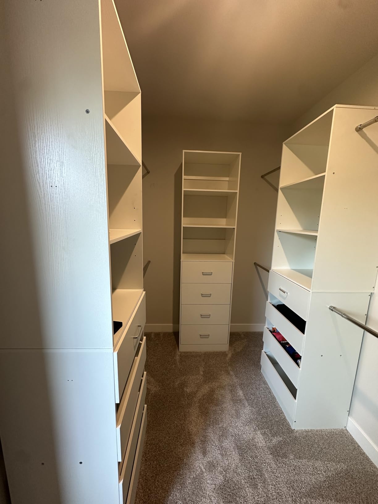Aheaplus Closet System, 4-9Ft Closet Organizer with 4 Wooden Drawers, Walk-in Wardrobe Clothes Rack with 4 Hanging Rods, White customer photo 1