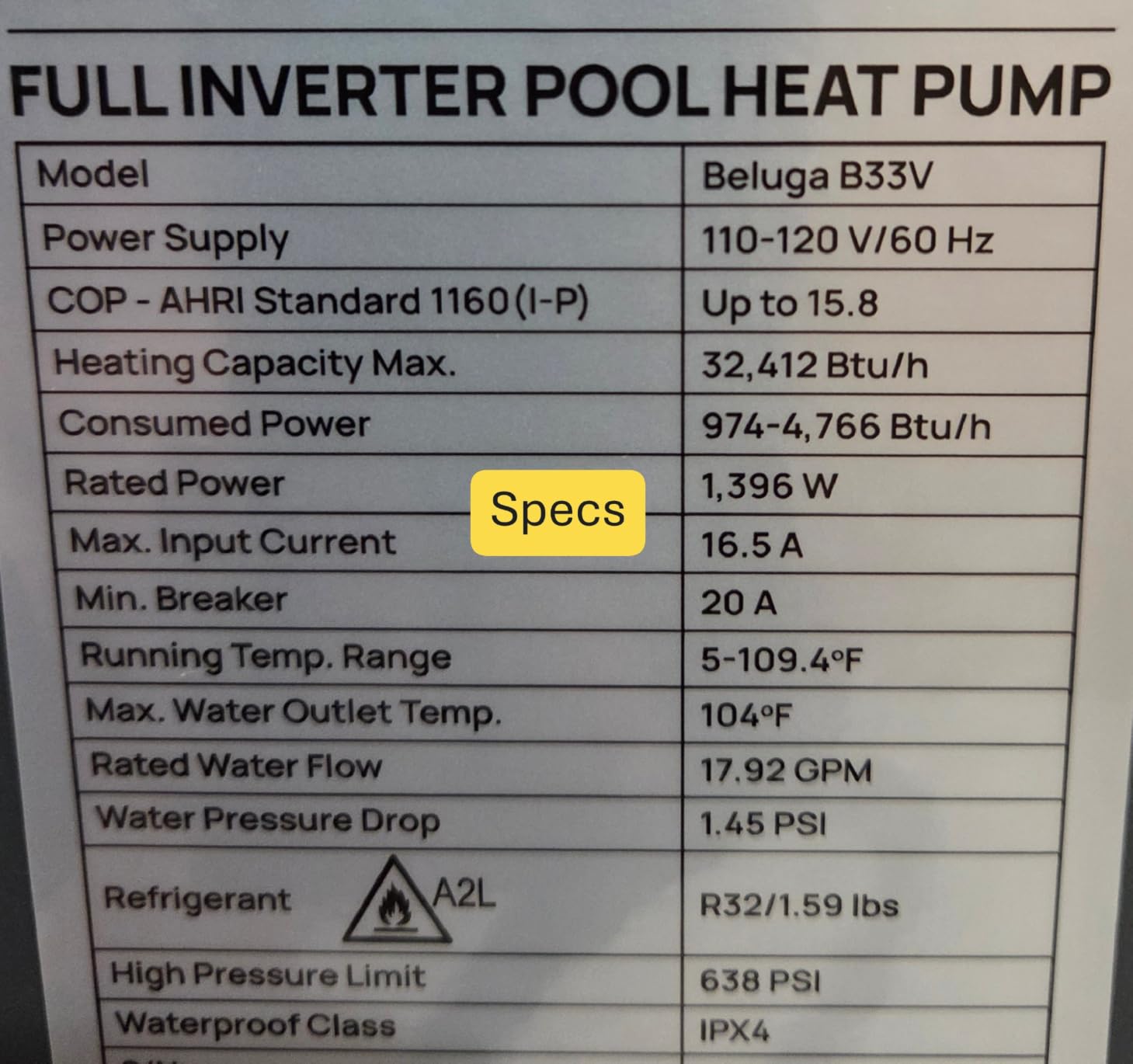 TURBRO 33,000 BTU Inverter Swimming Pool Heat Pump, Up to 10,000 Gallons customer photo 2