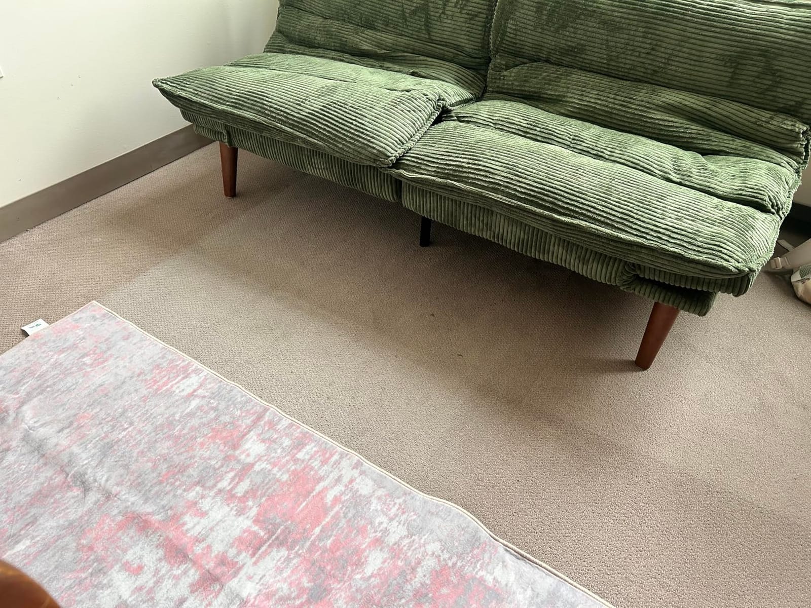 Amada 66 inch Convertible Corduroy Futon Sofa Bed, Green | Adjustable Backrest and Armrests, Solid Wood Frame, Quick Assembly, Loveseat for Small Spaces, Apartments and Offices customer photo 2