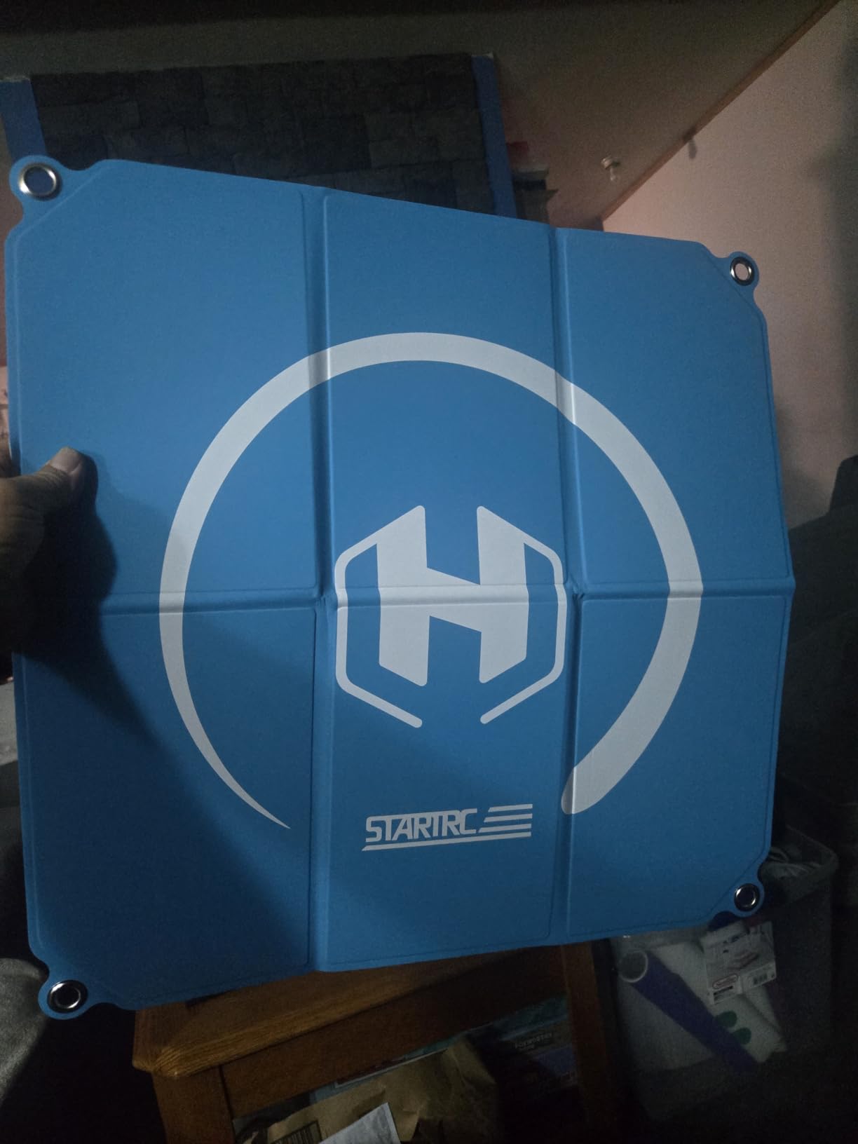 Drone Landing Pad Weighted Foldable for DJI Mini/Neo/FPV Drone, 22in/55cm | Double-Sided Waterproof Launch Pad, Helipad for DJI Mini 4K/Mini 3/4/5 Pro/Lito X1/Flip/Air 3S,for Skyrover S1, Blue-Green customer photo 2