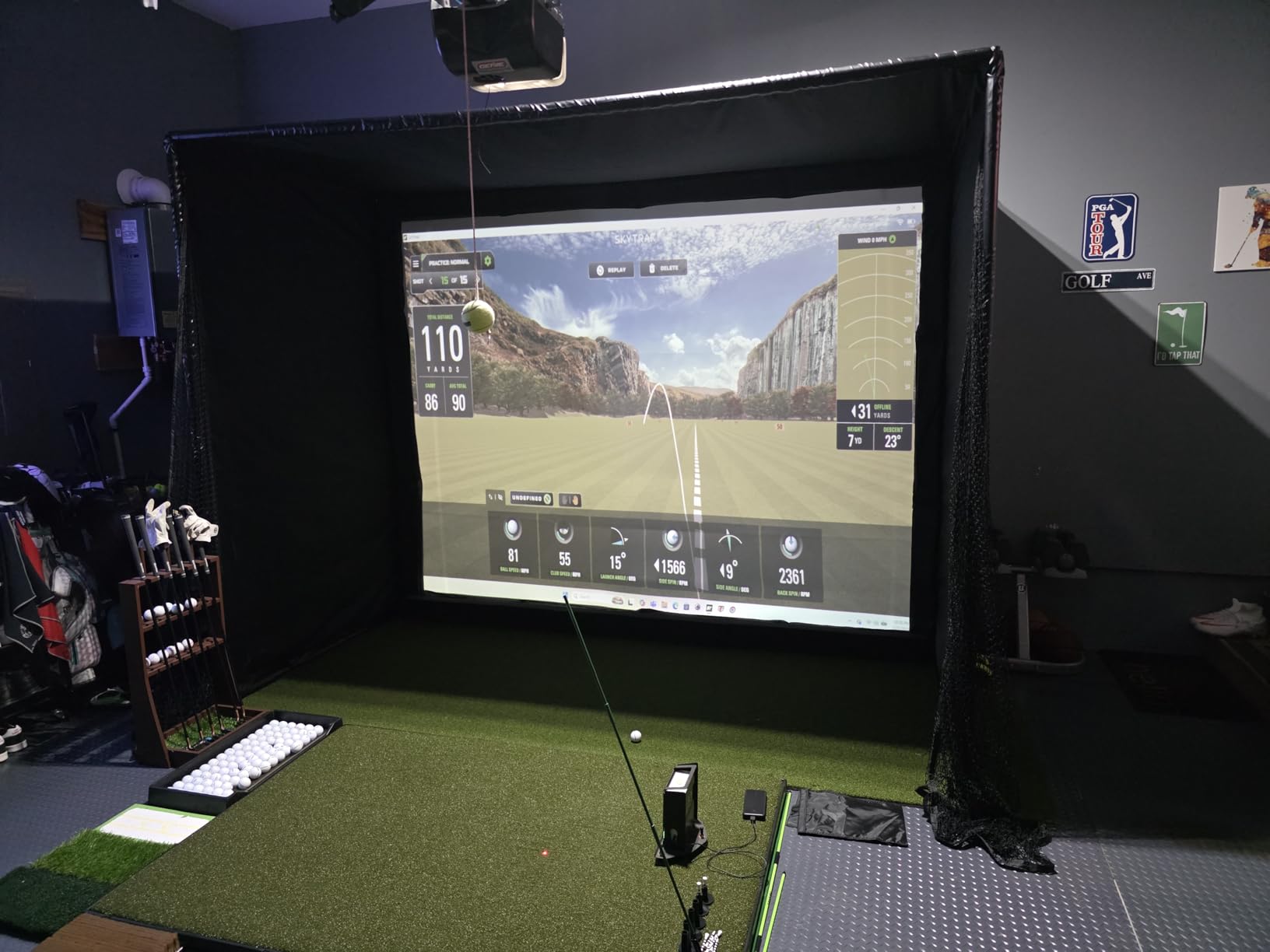 Golf Simulator Enclosure Kit with Premium HD Impact Screen, Full Safety Padding &Blackout Curtain, Home Golf Sim Setup Launch Monitors Compatible, Indoor Cage Net Golfing Accessories customer photo 2