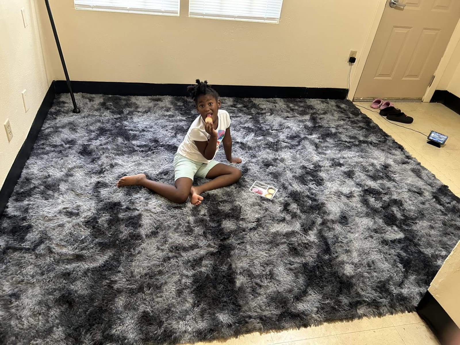 PLHXFR 8x10 Area Rugs Living Room: Fluffy Bedroom Soft Shag Rug Black Grey | Upgrade Non-Slip High Pile Carpet Fuzzy Plush Indoor Floor Decor Shaggy Rugs for Kid Boys Girls Playroom Nursery Modern Home customer photo 1