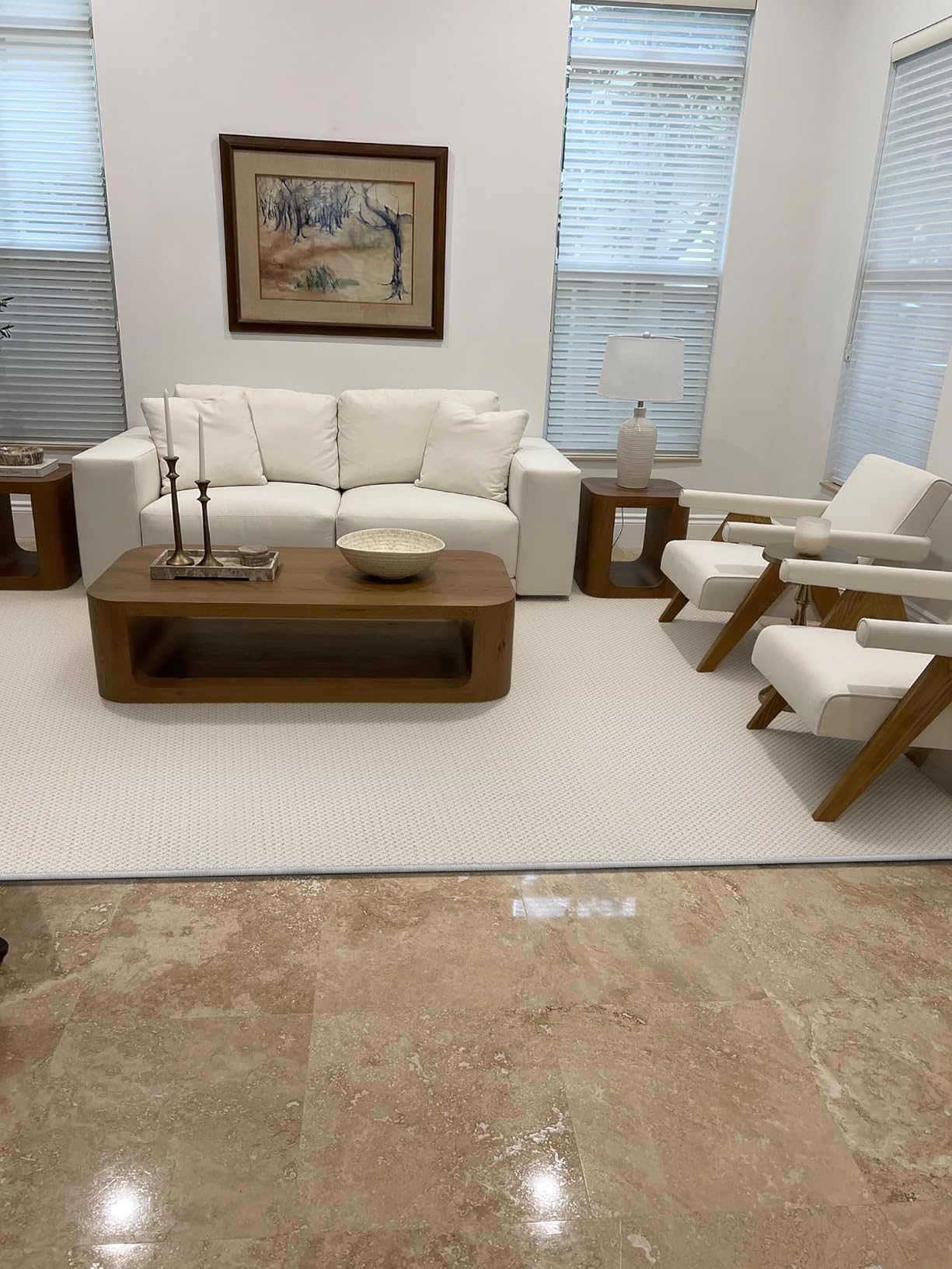 LIANLAM Handwoven Wool Rug 8x10, 80% Merino Wool + 20% Cotton, OEKO-TEX Washable Stain-Resistant Non-Slip Area Rug (Beige) customer photo 2