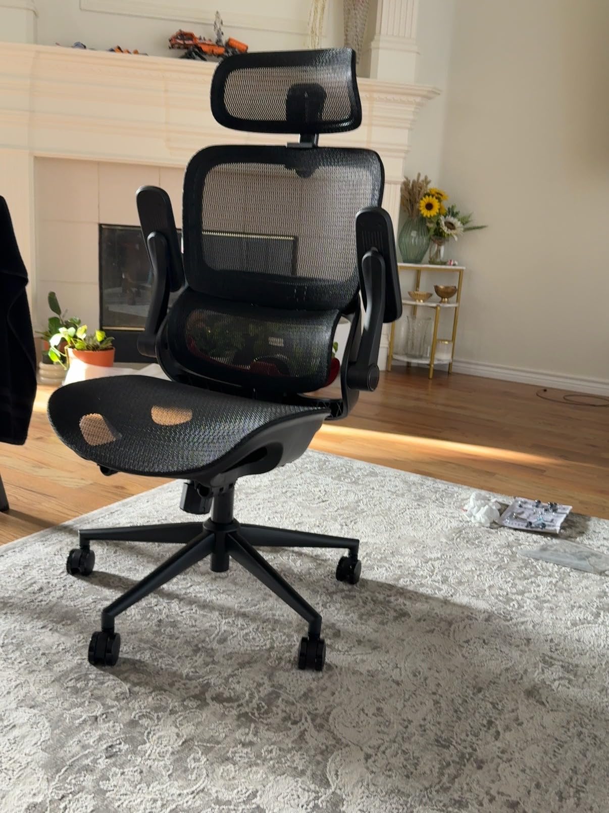 SIHOO B100 PRO Ergonomic Mesh Office Chair with Footrest | Desk Chair With Adaptive Lumbar Support, Wide Headrest, 360 Rotatable Flip-Up Armrests, Grey customer photo 1