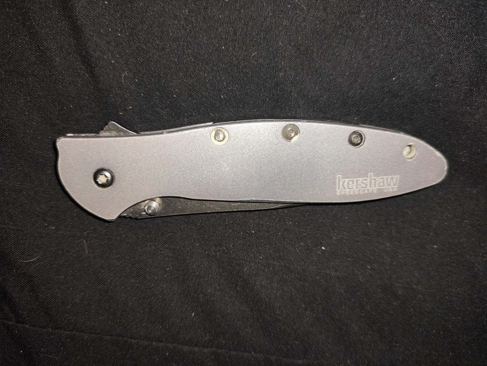 Kershaw Leek, BlackWash Pocket Knife (1660BLKW); 3 Sandvik 14C28N Steel Blade, 410 Stainless Steel Handle, BlackWash Finish, SpeedSafe Assisted Open, Frame and Tip Locks, Reversible Pocketclip; 3 OZ customer photo 2