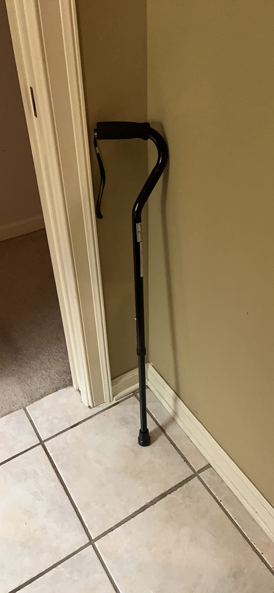 DMI Walking Cane and Walking Stick for Adult Men and Women, FSA Eligible, Lightweight and Adjustable from 30-39 Inches, Supports up to 250 Pounds with Ergonomic Hand Grip and Wrist Strap, Black customer photo 1