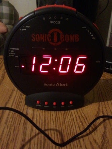 Sonic Bomb Dual Extra Loud Alarm Clock with Bed Shaker, Black | Sonic Alert Vibrating Alarm Clock Heavy Sleepers, Battery Backup | Wake with a Shake customer photo 1