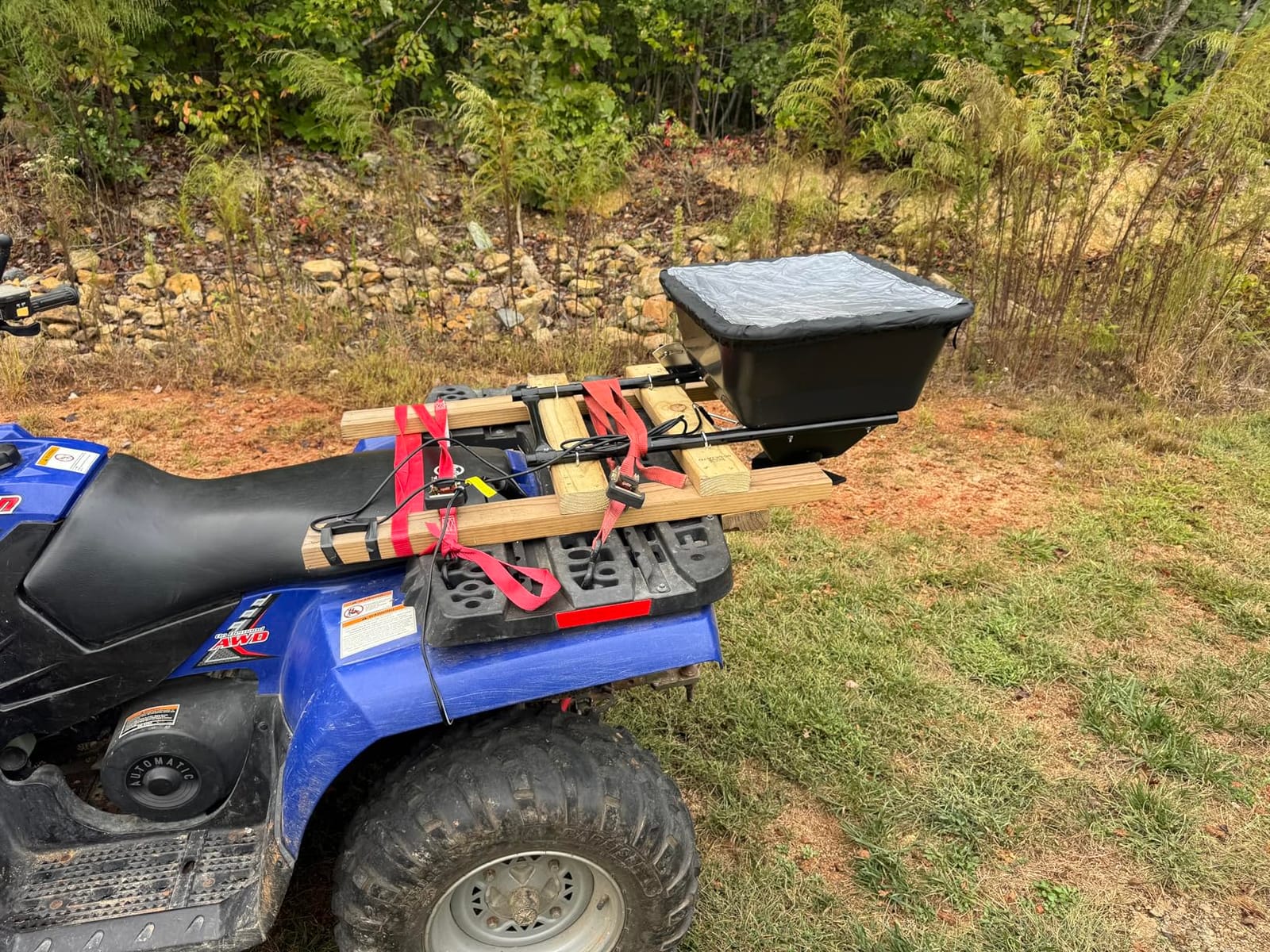 Buyers Products ATVS100 ATV Broadcast Spreader with Rain Cover, 100 lb Capacity, Rear Rack Mount, Poly Hopper, 12V Motor, for Seed, Fertilizer, Salt & Feed, All Season Use, ATV Accessories & Lawn Care customer photo 1