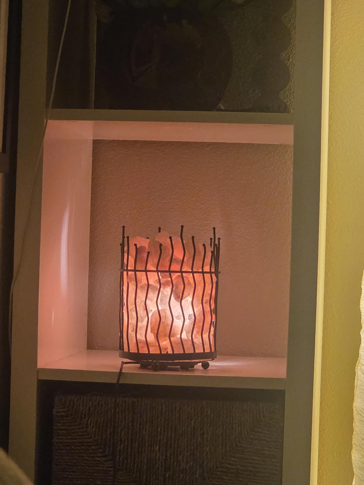 Natural Himalayan Salt , Tall Round Metal Basket lamp with Dimmer Switch | 8-10 lbs customer photo 2