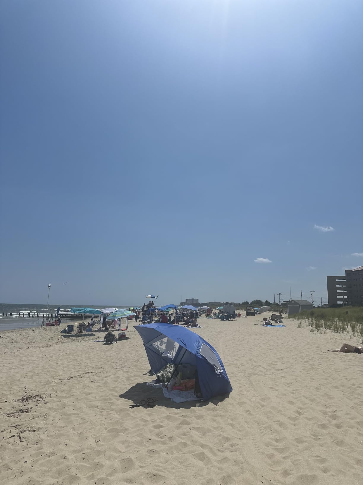 Sport-Brella Super-Brella UPF 50+ Sun and Rain Canopy Umbrella, 8 Foot Portable Beach Shelter with Side Panels, Wind Flaps, and Carry Bag, Blue customer photo 1