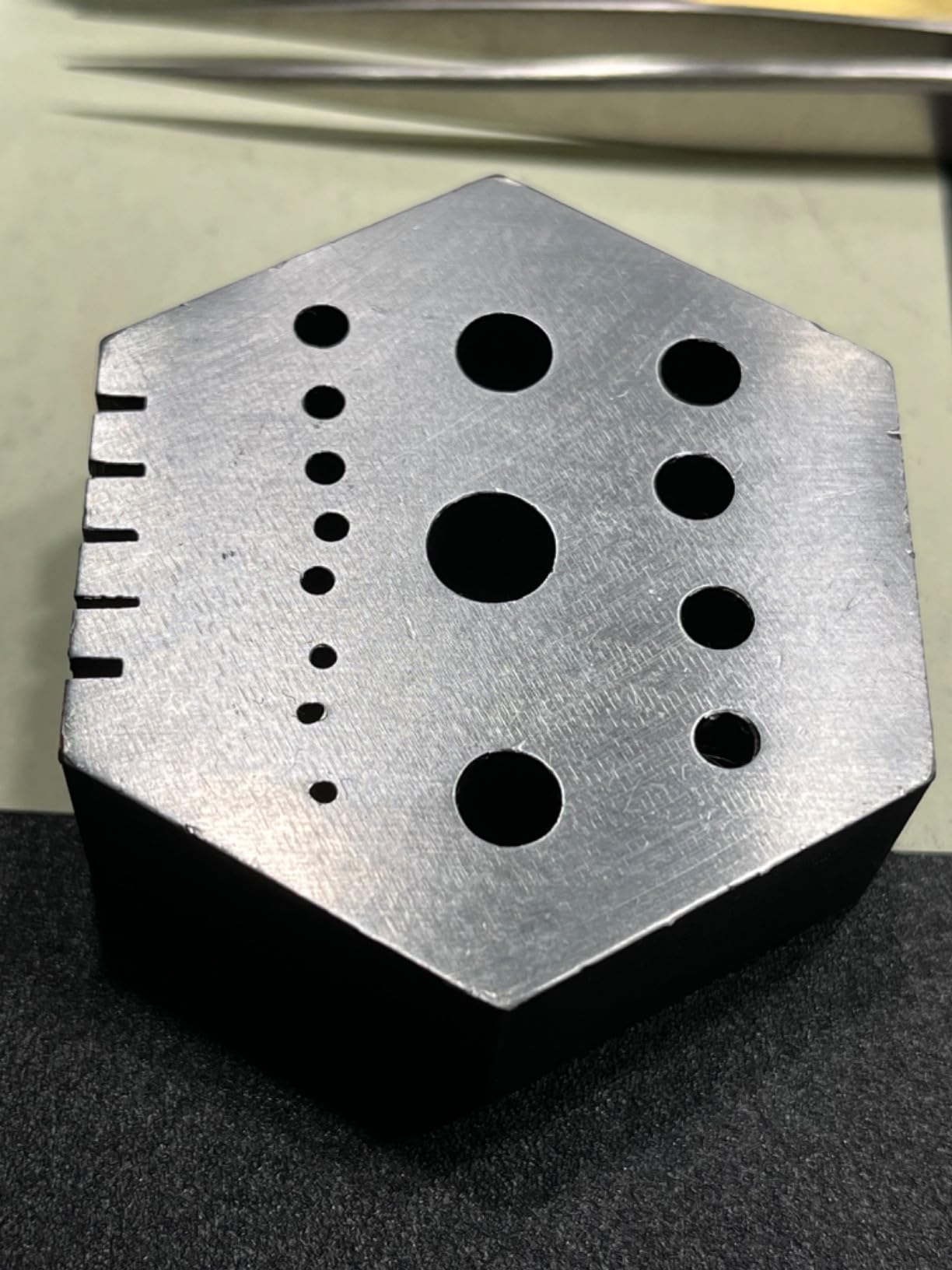 Hexagonal Jewelry & Watchmaker Anvil Block Hardened Steel Staking Riveting Drilling Bench Block with 15 Holes and 5 Slots for Jewelry Repair Metalworking Watchmaking Tools customer photo 2