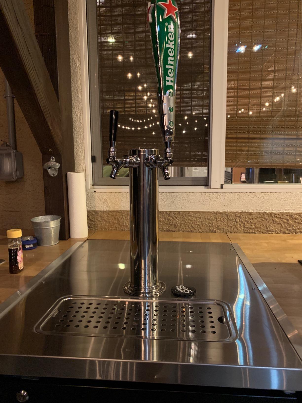 Kegco KC D4743TT-Brush Draft Beer Tower Brushed Triple Faucet, 3