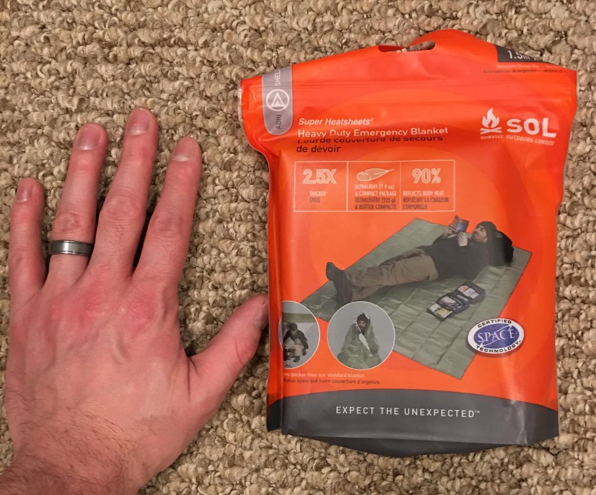 SOL 90% Heat Reflective Emergency Blanket, 58 x 98, 3.2 oz, Green customer photo 2