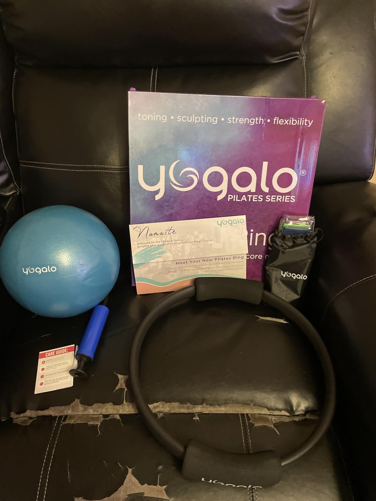 Pilates Ring and Ball Set with 3 Resistance Bands - Pilates Equipment for Home Workout - Magic Circle Pilates Ring 14 Inch to Tone, Sculpt and Strengthen - Fitness Ring for Yoga and Pilates customer photo 2