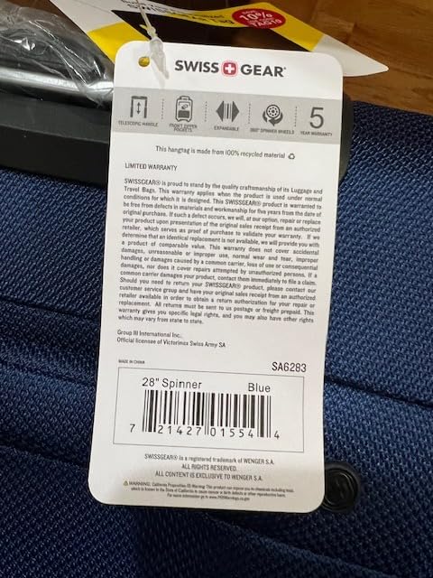 SwissGear Sion Softside Expandable Spinner Luggage Durable Lightweight Travel Suitcase, Black, Checked-Large customer photo 1