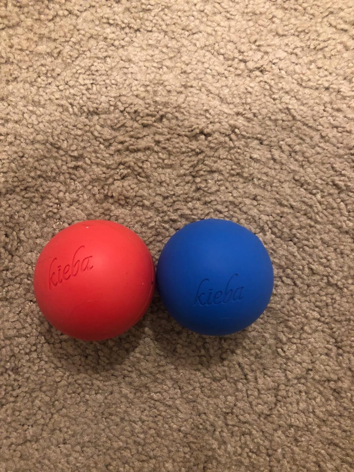 Massage Lacrosse Balls for Myofascial Release, Trigger Point Therapy, Muscle Knots, and Yoga Therapy. Set of 2 Firm Balls (Blue and Red) customer photo 1