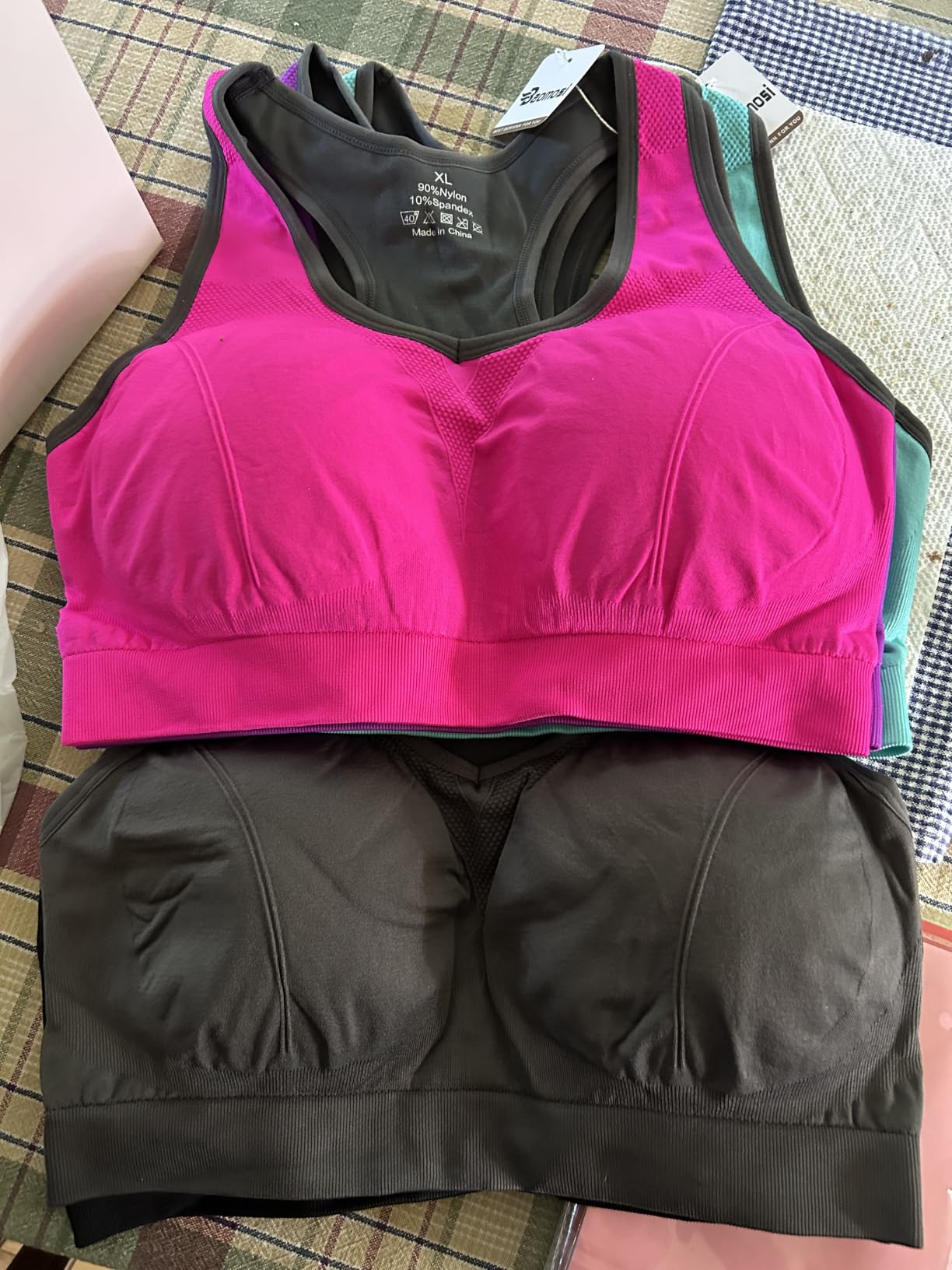 Women's Seamless Racerback Sports Bra High Impact Support Yoga Gym Workout Fitness customer photo 2