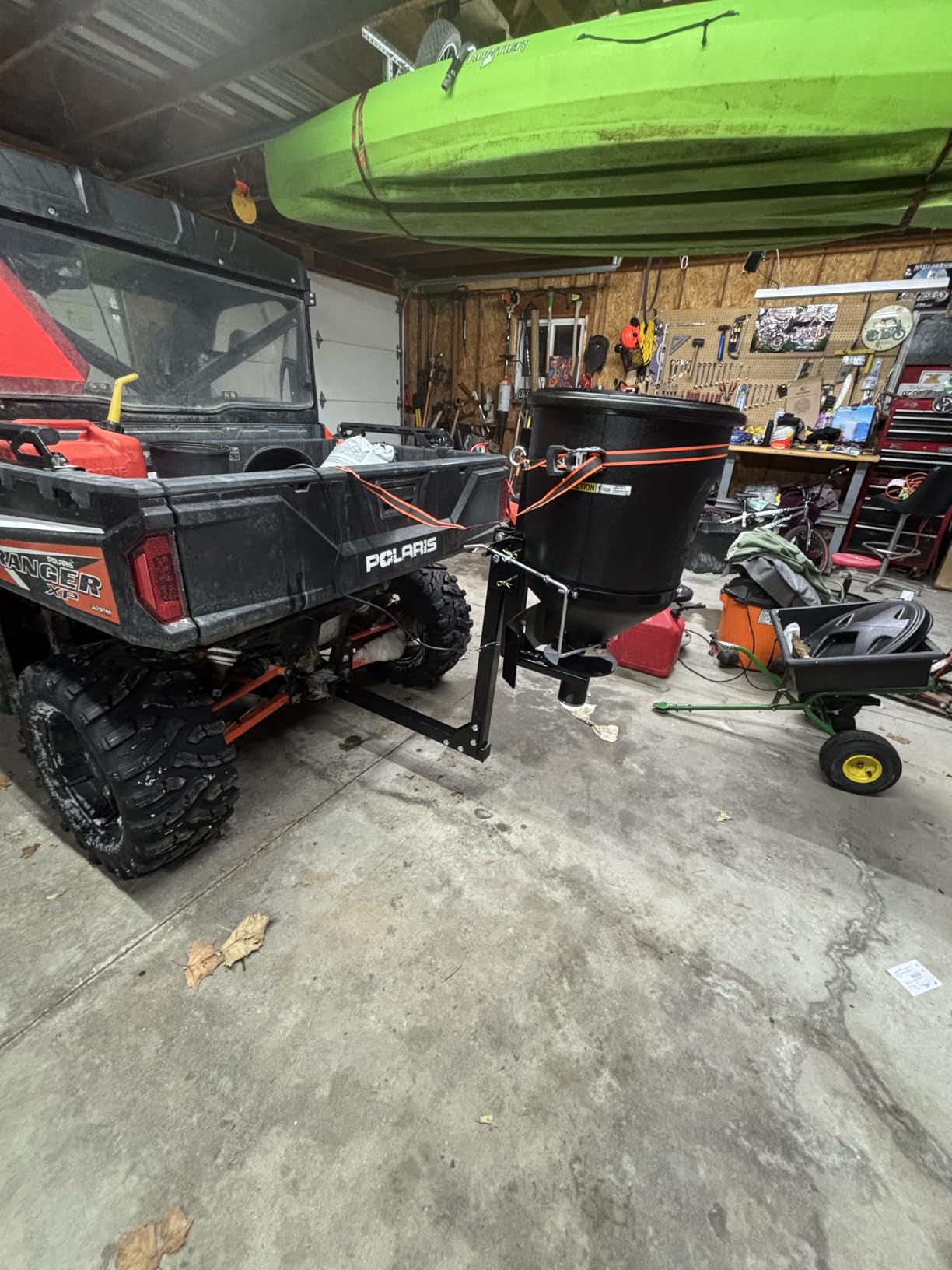 Buyers Products UTVS16 UTV/ ATV Broadcast Spreader, 150 lb Capacity, Receiver Hitch Mount, for Salt, Grass, Seed, Fertilizer & Feed, Adjustable Flow Gate, 12V Motor, Poly Hopper w/ Lid, All‑Season Use customer photo 1