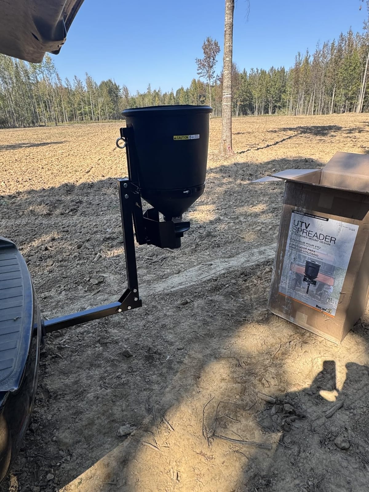 Buyers Products UTVS16 UTV/ ATV Broadcast Spreader, 150 lb Capacity, Receiver Hitch Mount, for Salt, Grass, Seed, Fertilizer & Feed, Adjustable Flow Gate, 12V Motor, Poly Hopper w/ Lid, All‑Season Use customer photo 2