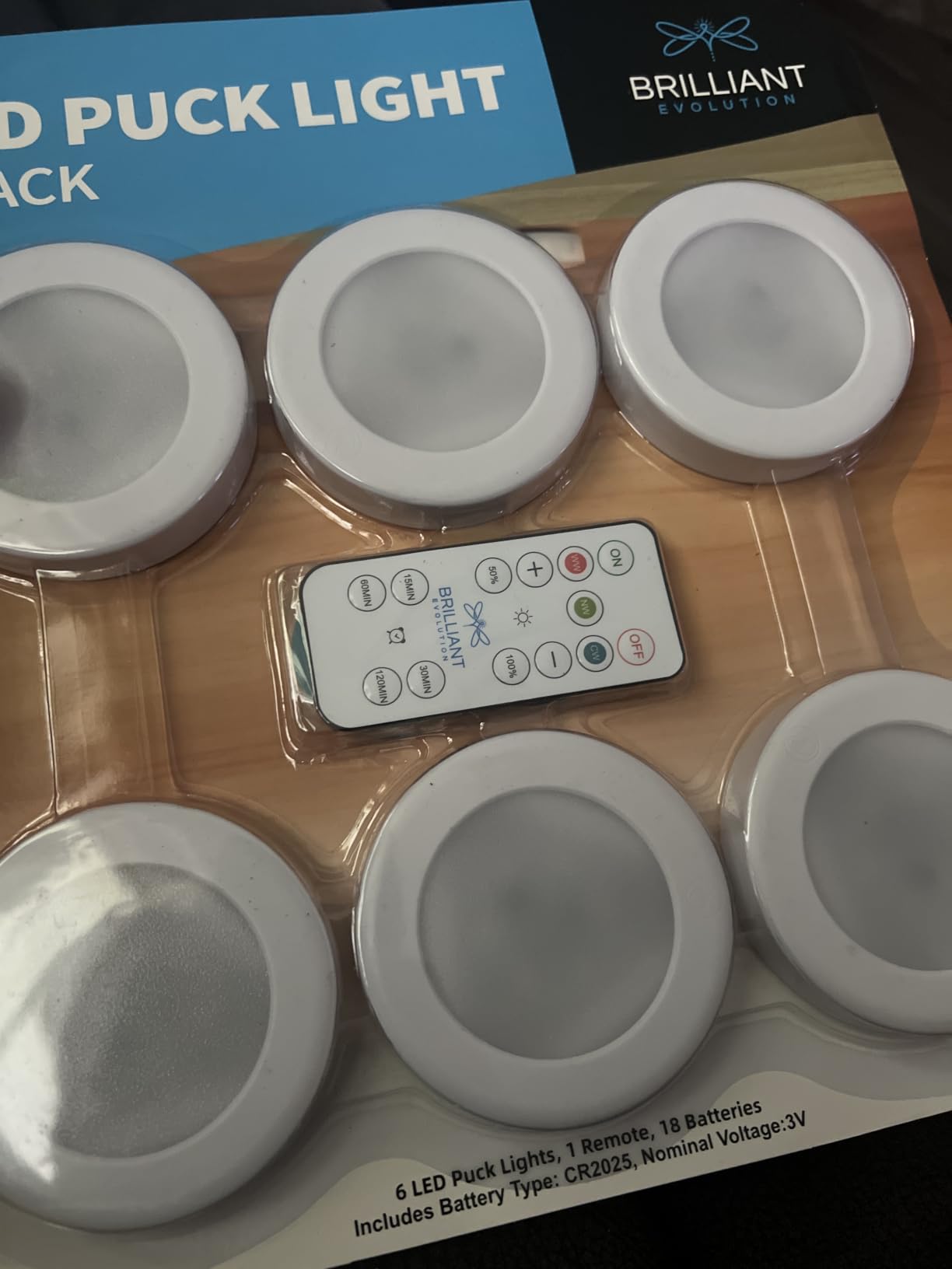 Brilliant Evolution Stick On Push Lights - 6 Pack Remote Controlled LED Lights Under Cabinets - DIY Stick On Lights for Closet, Counter, Kitchen - Battery Operated Puck Lighting with Remote customer photo 2