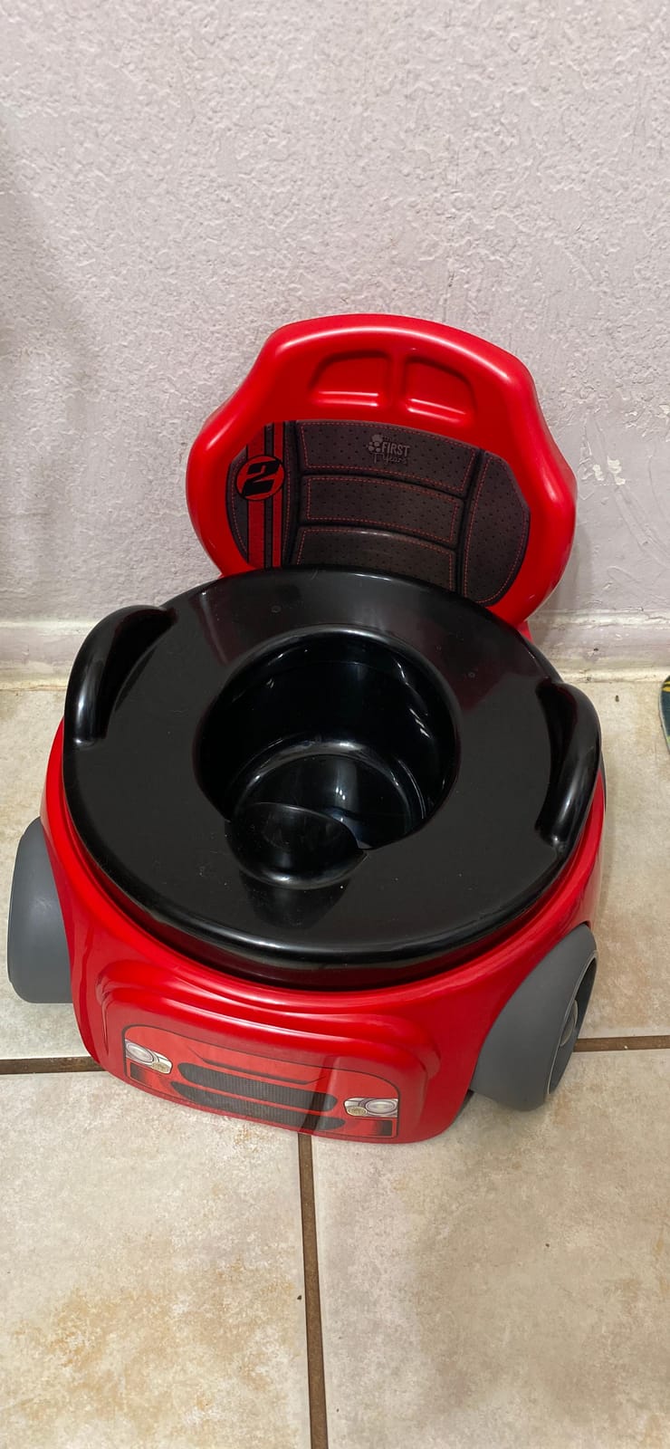 The First Years Training Wheels Racer Potty Training Toilet - Race Car Training Potty - Includes Detachable Toddler Toilet Seat and Kids Potty - Ages 18 Months and Up customer photo 1