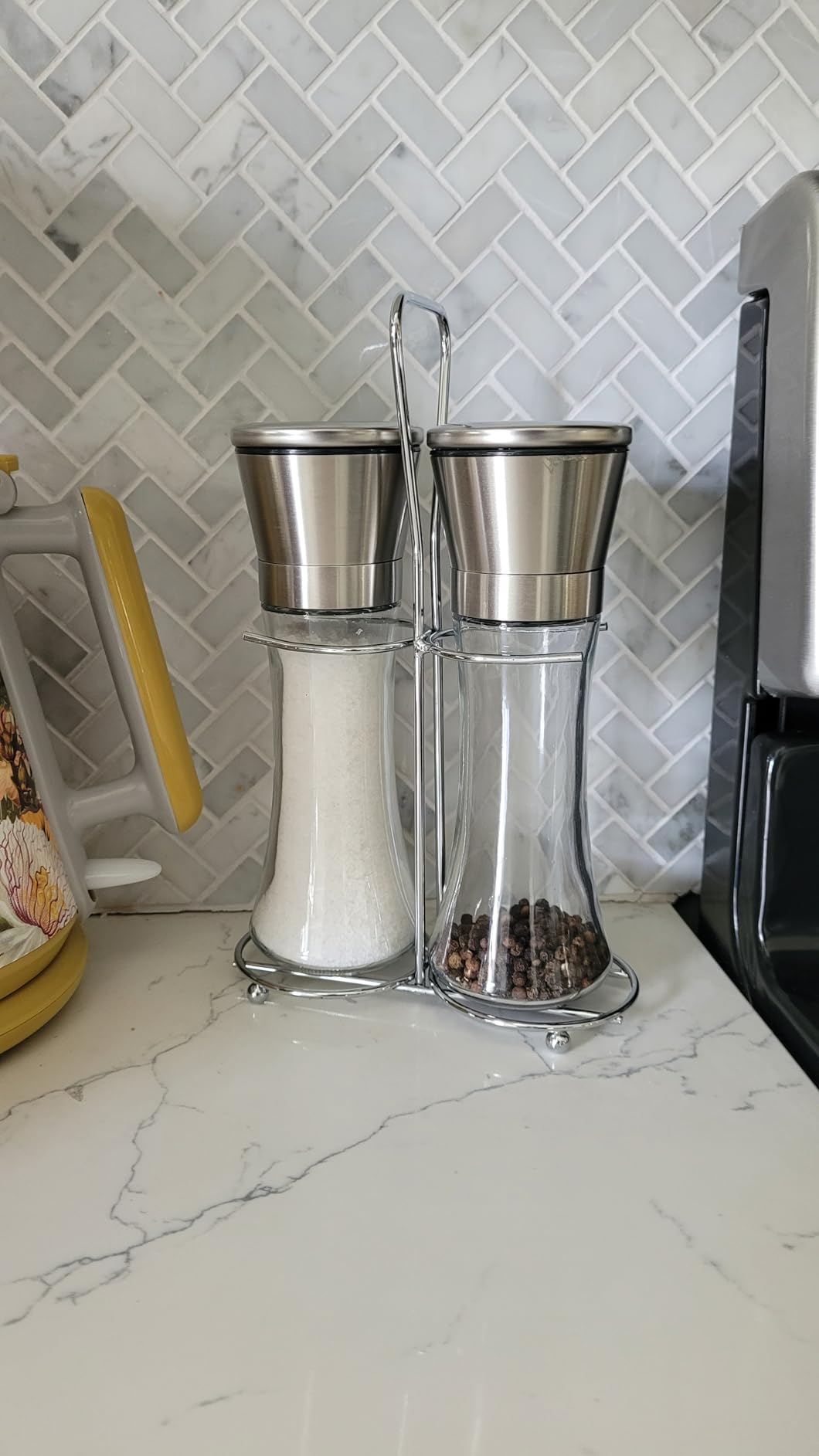 Willow & Everett Salt & Pepper Grinder Set with Stand - Stainless Steel Manual Mills & Holder with Adjustable Coarseness, Refillable Design for Peppercorns & Rock Salt Sold Separately customer photo 1