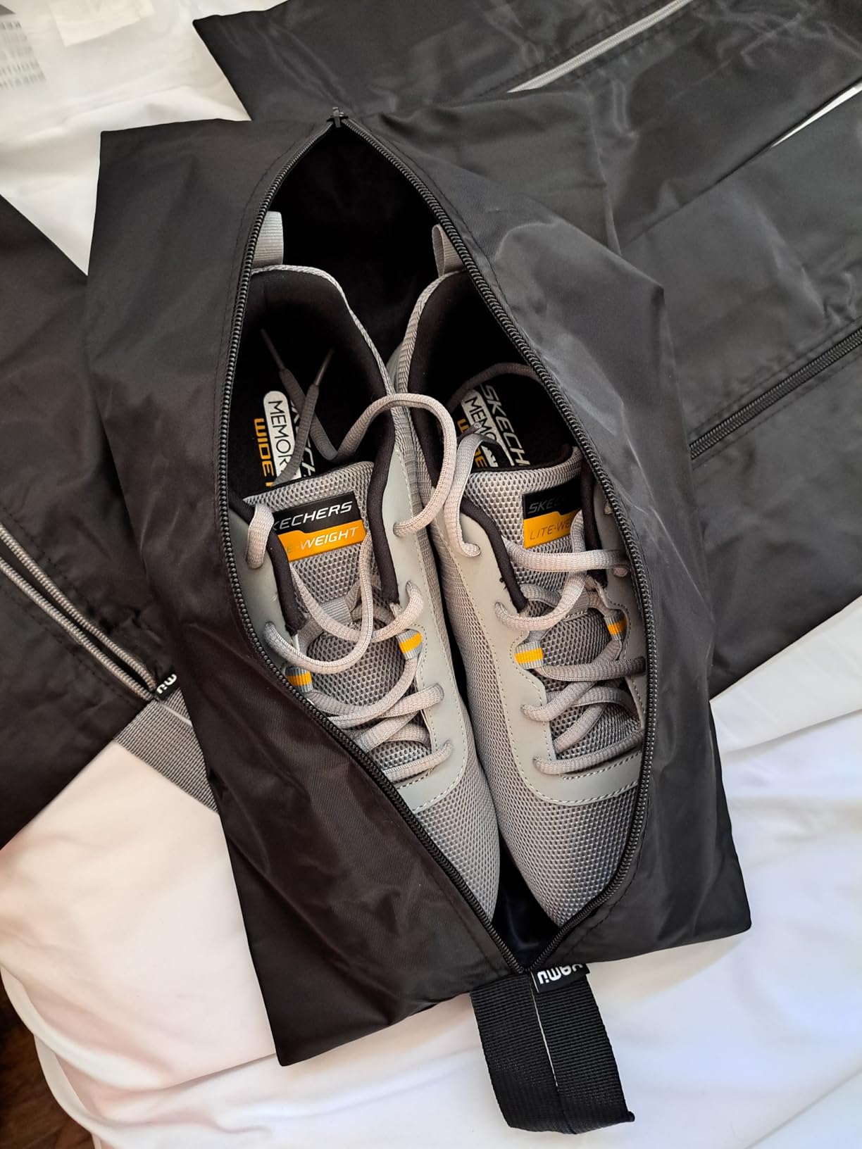 YAMIU Travel Shoe Bags Set of 4 Waterproof Nylon with Zipper for Men & Women, Black customer photo 1