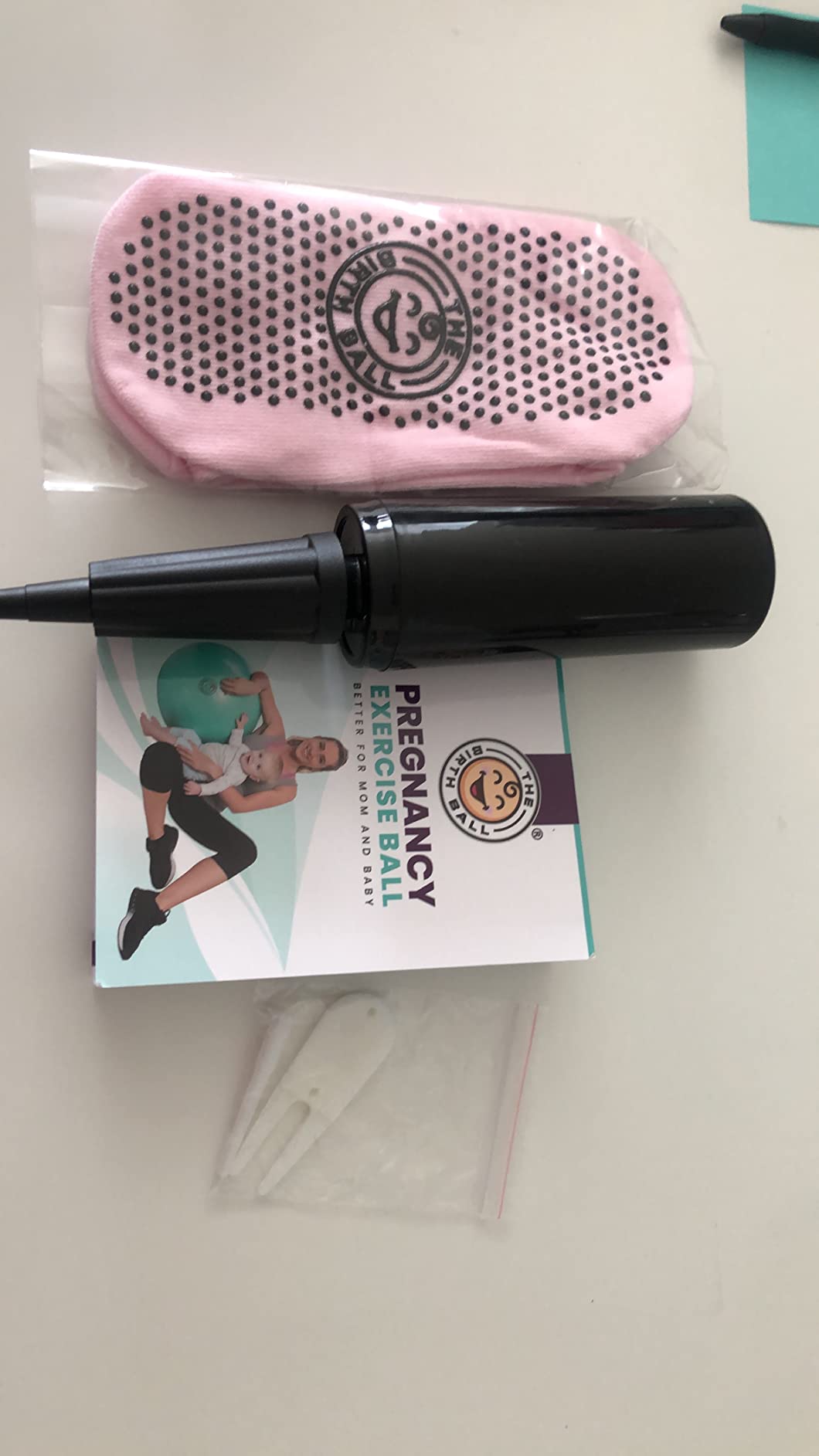 The Birth Ball - Birthing Ball for Pregnancy & Labor - 18 Page Pregnancy Ball Exercises Guide by Trimester - Non Slip Socks - How to Dilate, Induce, & Reposition Baby for Mom customer photo 2