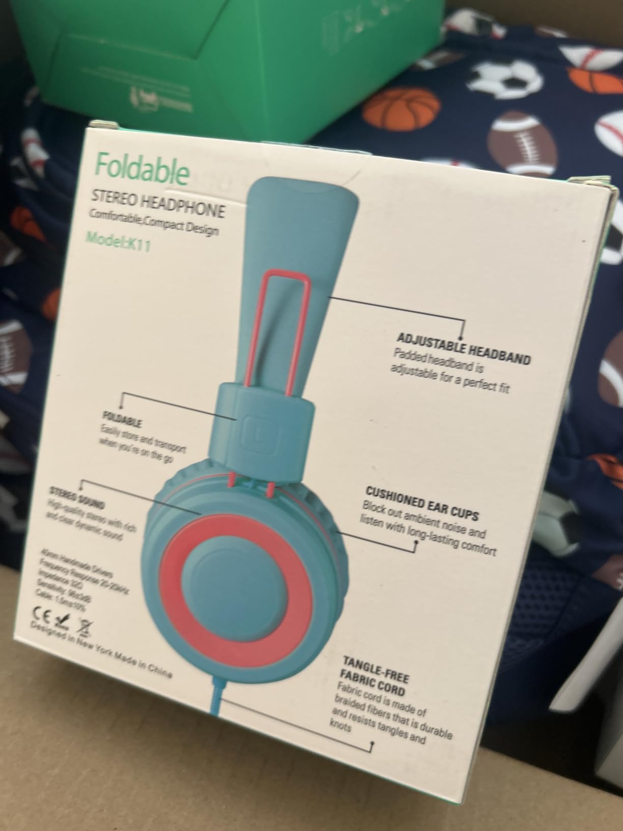 noot products K11 Kids Headphones with Wired Cord 3.5mm Jack Navy/Teal customer photo 1