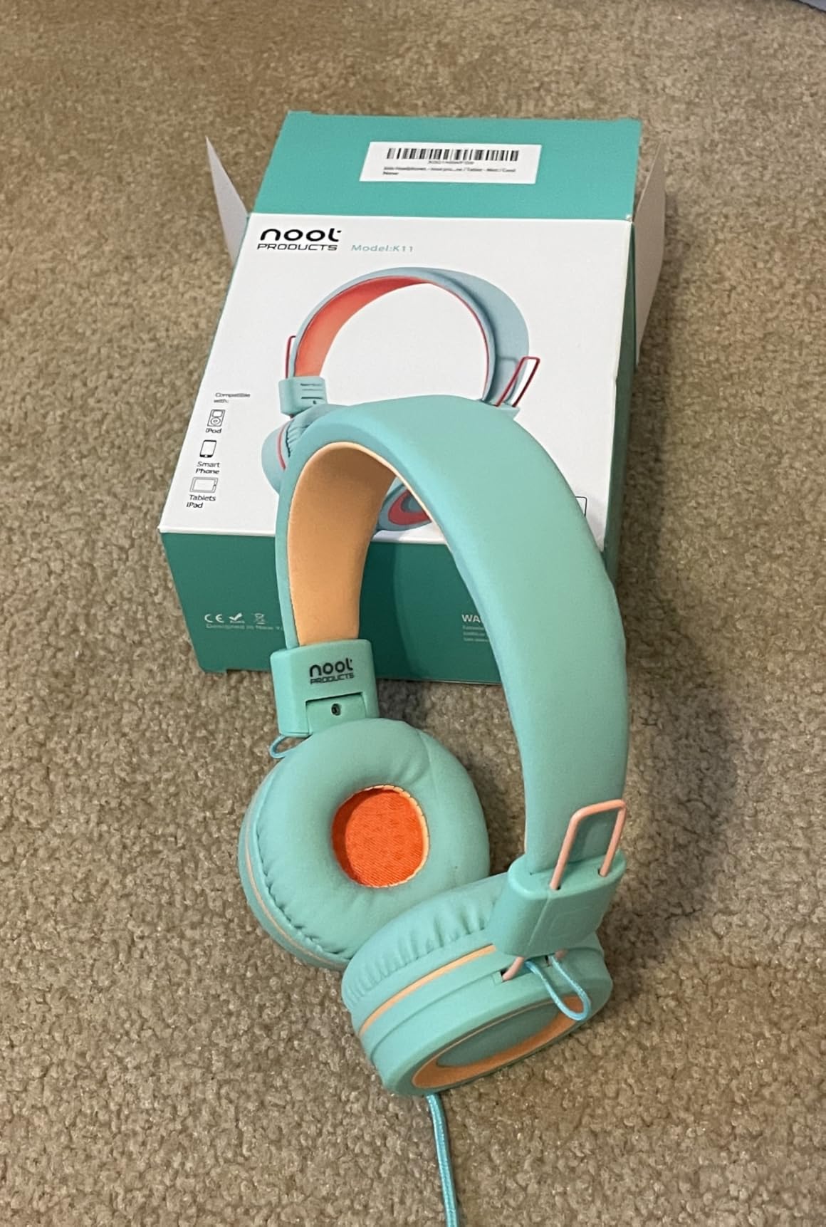 noot products K11 Kids Headphones with Wired Cord 3.5mm Jack Navy/Teal customer photo 2