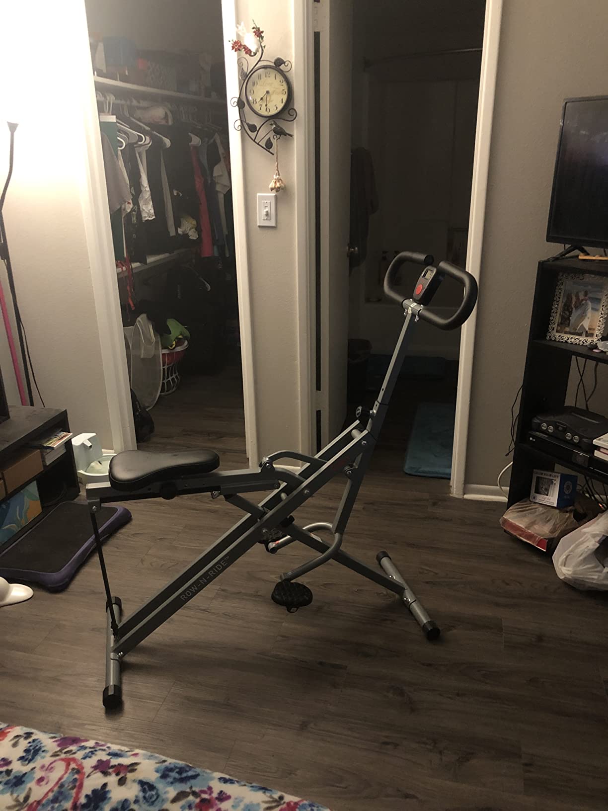 Sunny Health & Fitness Smart Row-N-Ride Glute & Leg Trainer, Foldable Squat Assist Rower with Exclusive SunnyFit App Connection customer photo 1