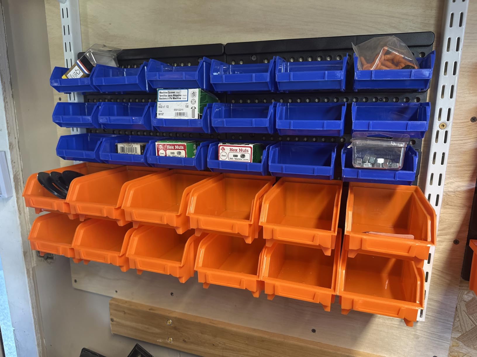HORUSDY Wall Mounted Storage Bins Parts Rack 30PC Organizer Garage Plastic Shop Tool for Men's Gift, Blue,Orange,Red customer photo 1