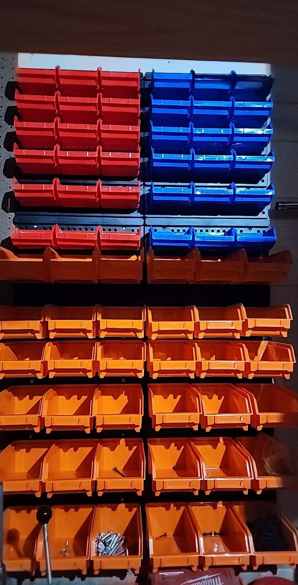 HORUSDY Wall Mounted Storage Bins Parts Rack 30PC Organizer Garage Plastic Shop Tool for Men's Gift, Blue,Orange,Red customer photo 2