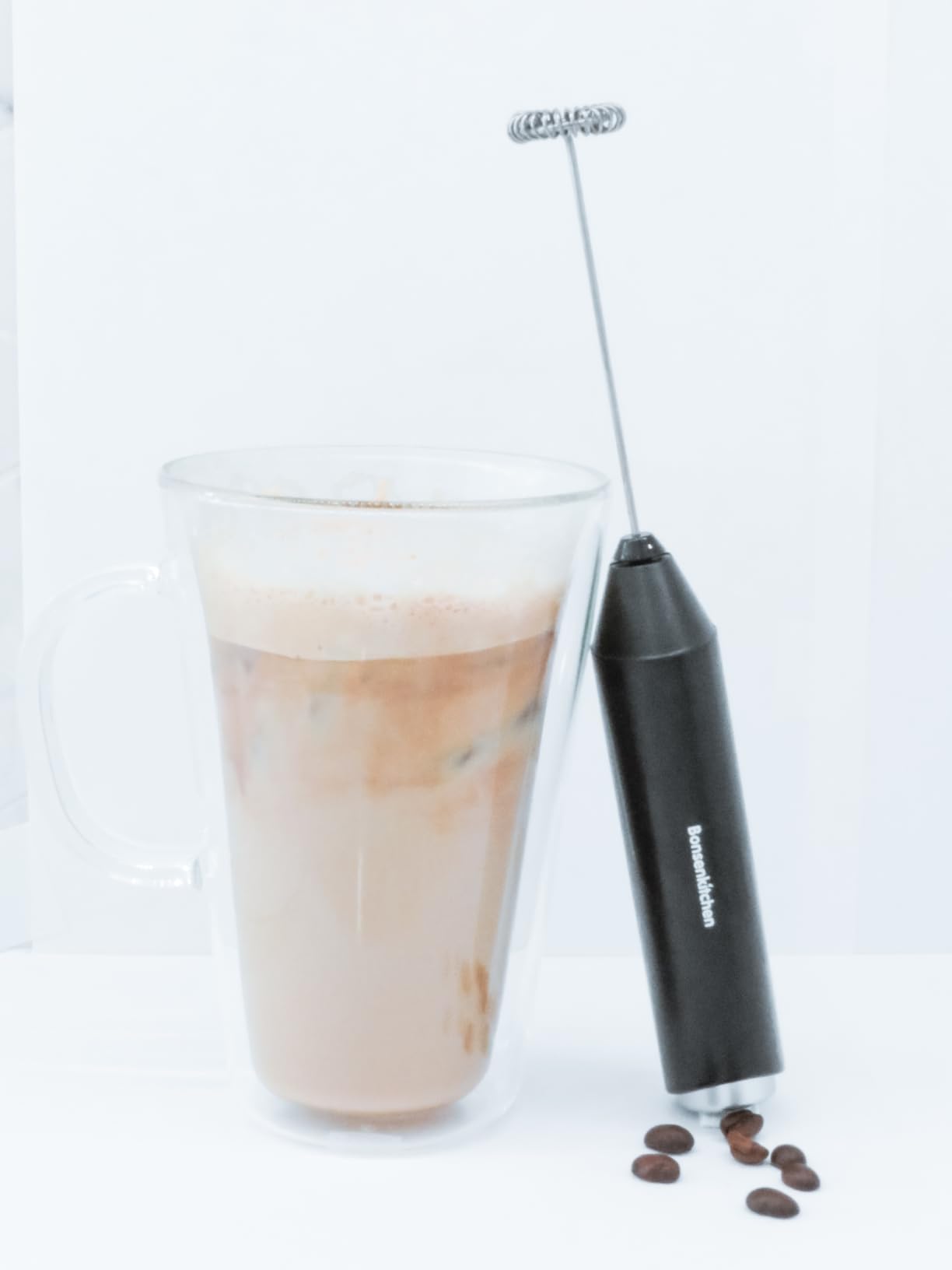Bonsenkitchen Milk Frother for Coffee, Battery Operated, Black customer photo 2
