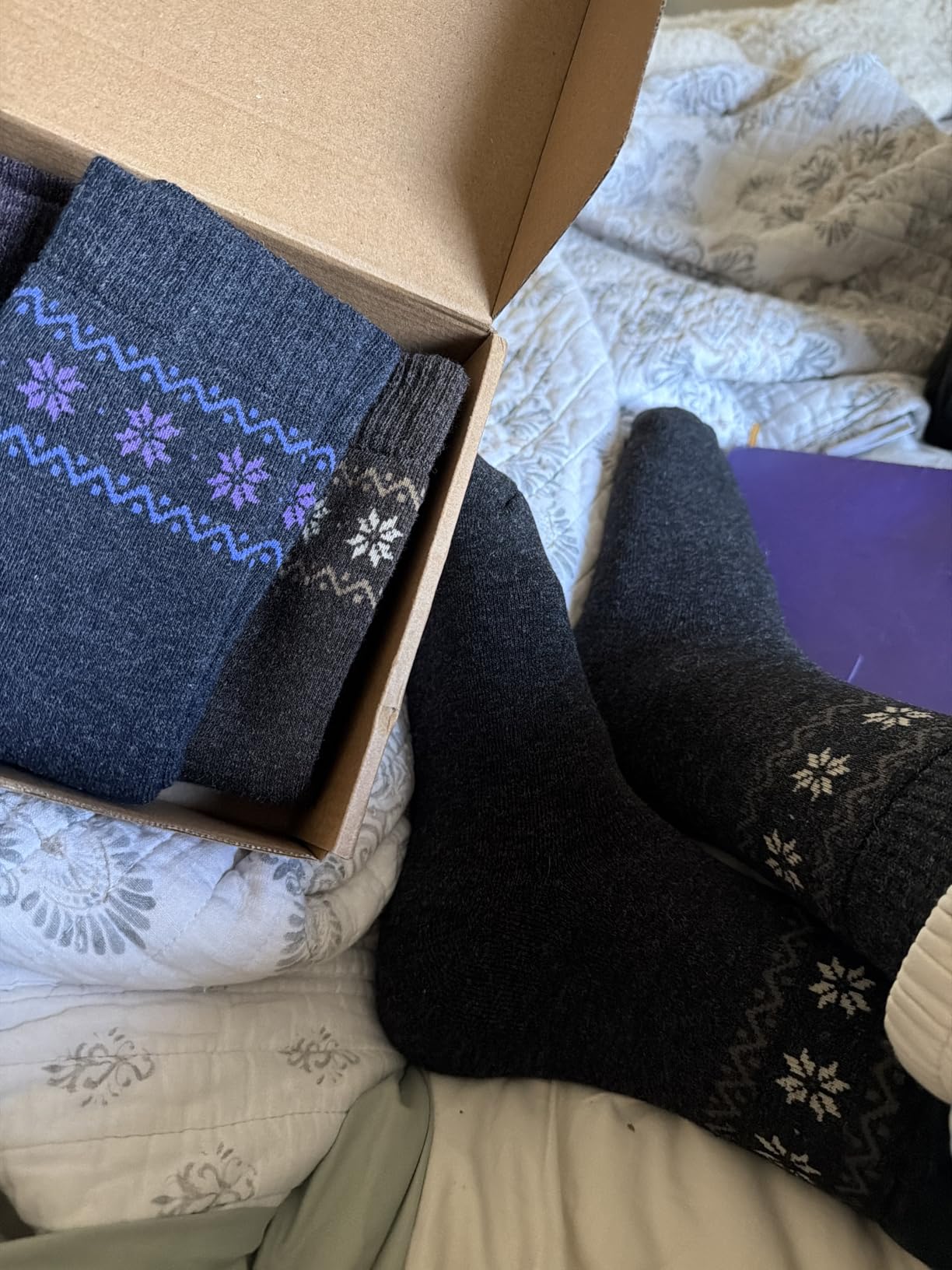 NinetoFiveLife Merino Wool Socks For Women Warm Winter Thick Socks 4 Pairs customer photo 1