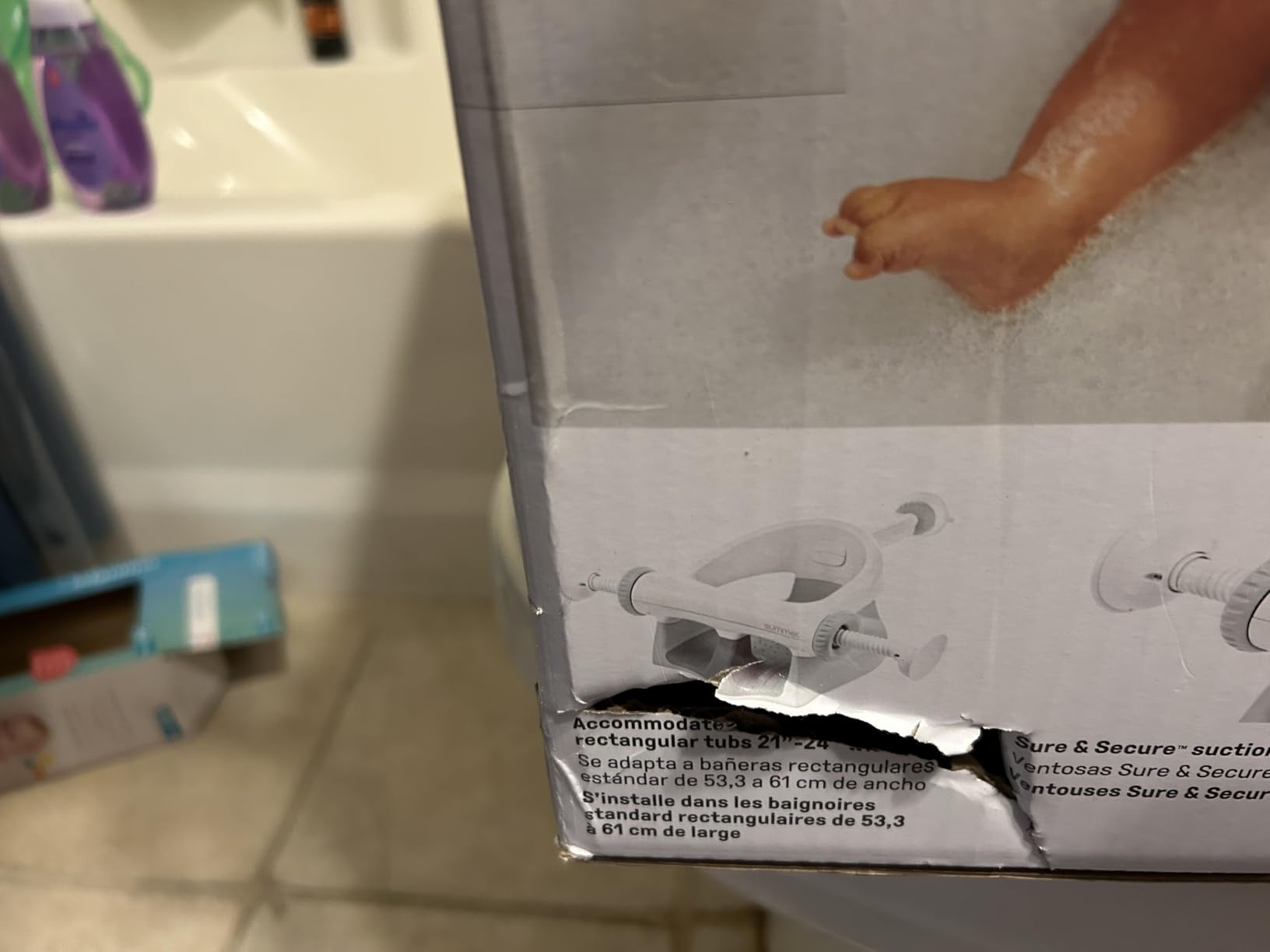 Ingenuity My Bath Seat for Sit-Up Baby Bathing, Sure & Secure Suction Cups, ASTM Safety Tested & Approved, Backrest for Assisted Sitting, Easy Setup & Storage, Aqua customer photo 2