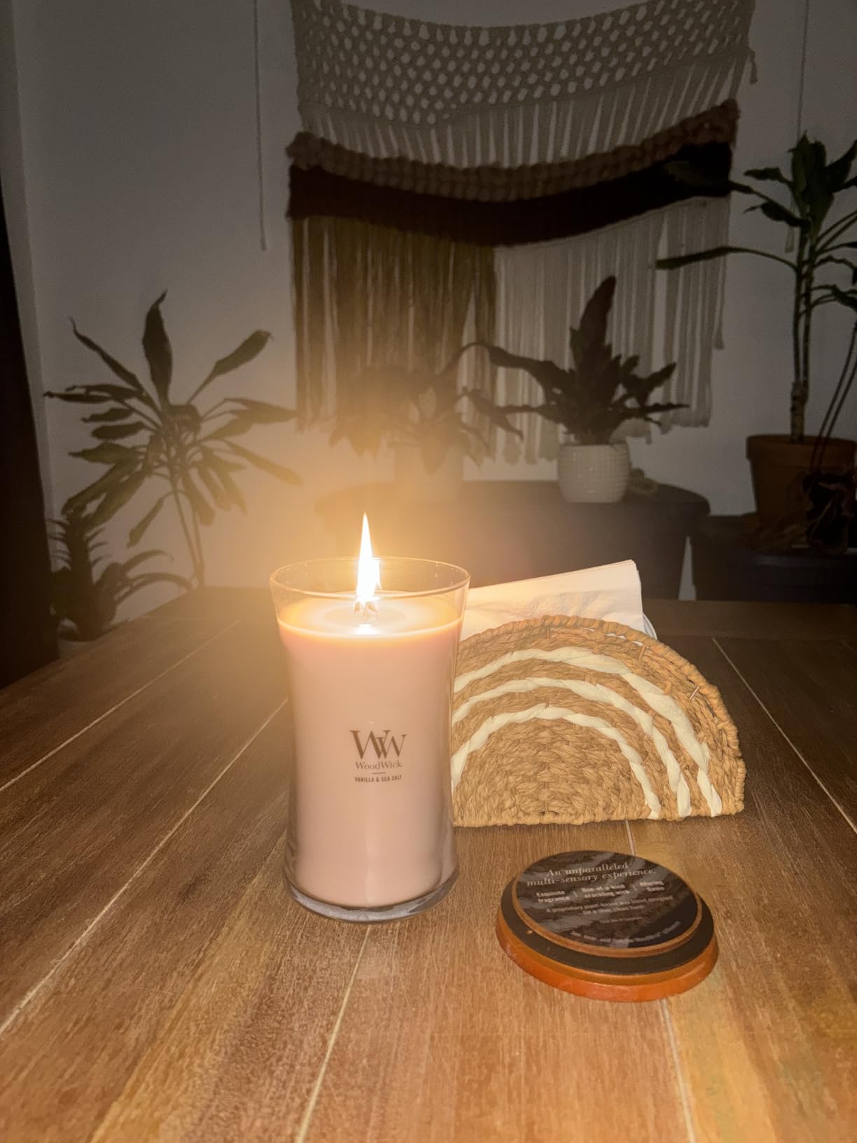 WoodWick Ellipse Scented Candle Vanilla & Sea Salt Scent Crackles as it Burns Up to 50 hours Burn Time Premium Soy blend Perfect for gifting 16oz customer photo 1