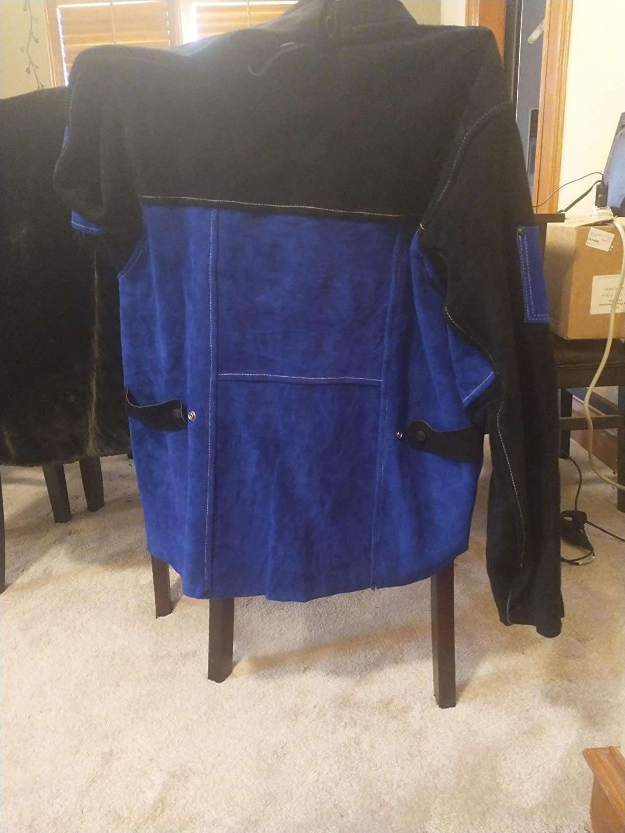 Black Stallion (JL1030 Color Block Leather Welding Jacket, Premium Split Cowhide Leather, Black/Blue customer photo 1