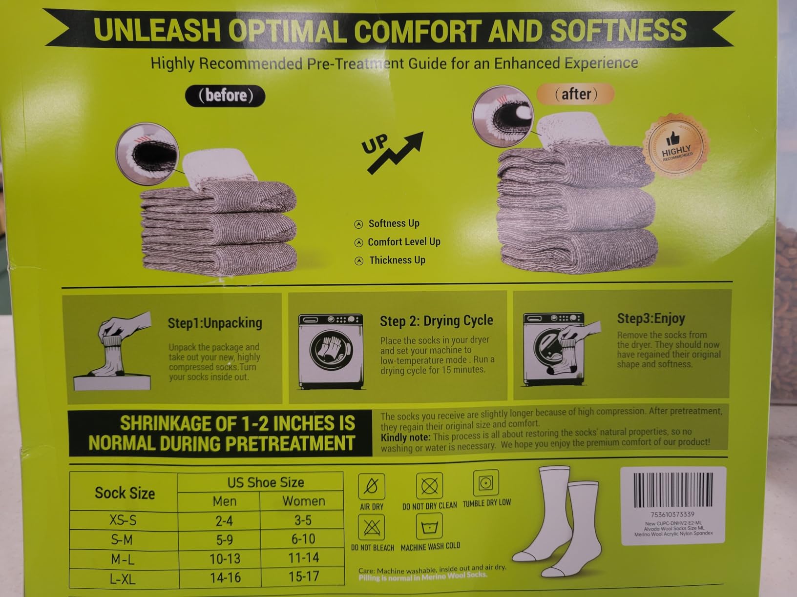 Alvada Mens Merino Wool Crew Socks Thermal and Warm Socks for Winter Work Hiking Running 3 Pairs customer photo 1