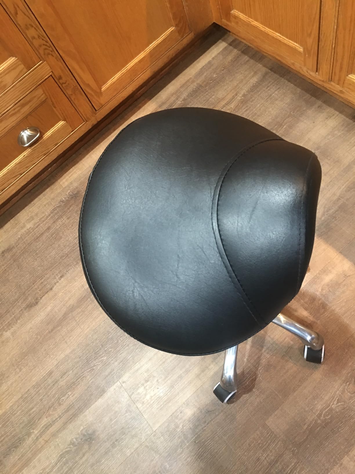 Antlu Saddle Stool Rolling Chair for Medical Massage Salon Kitchen Spa Drafting,Adjustable Hydraulic Stool with Wheels (Without Backrest, Black) customer photo 2