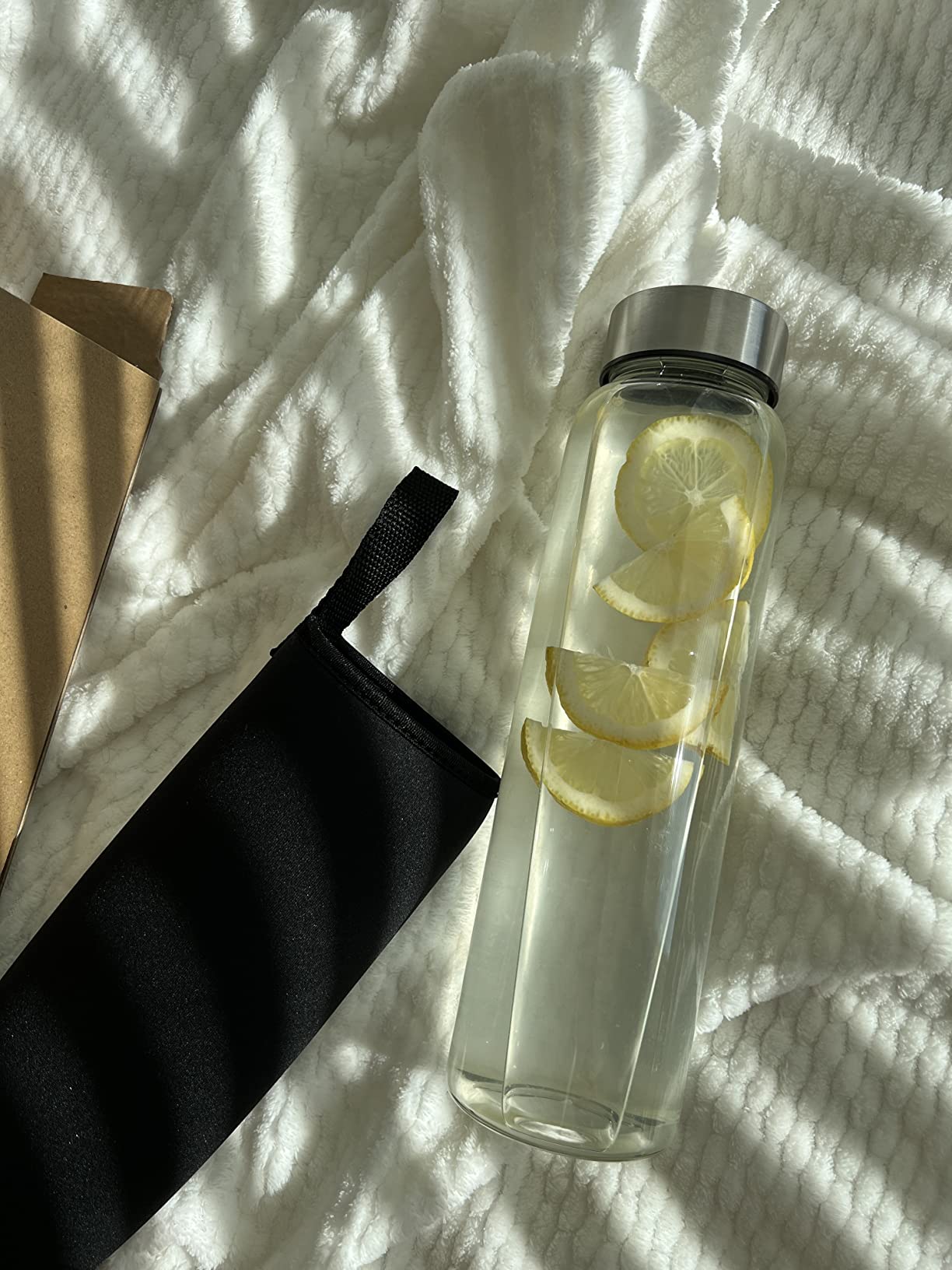 sunkey Glass Water Bottle 32 oz High Borosilicate with Neoprene Sleeve Leak Proof Lid Reusable Eco Friendly Bpa Free customer photo 2